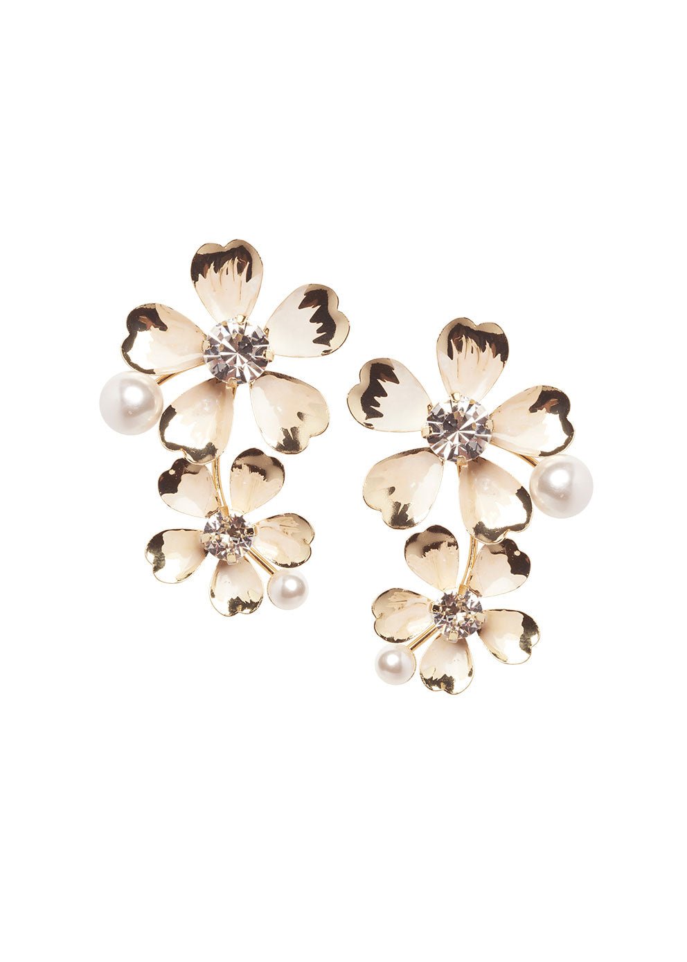 Elizabeth Bower Daisy Double Ohrhänger Gold Perle 80mm
