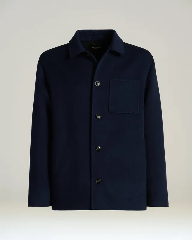 Kiton Blue Wool Cashmere Overshirt Jacke Blau 50