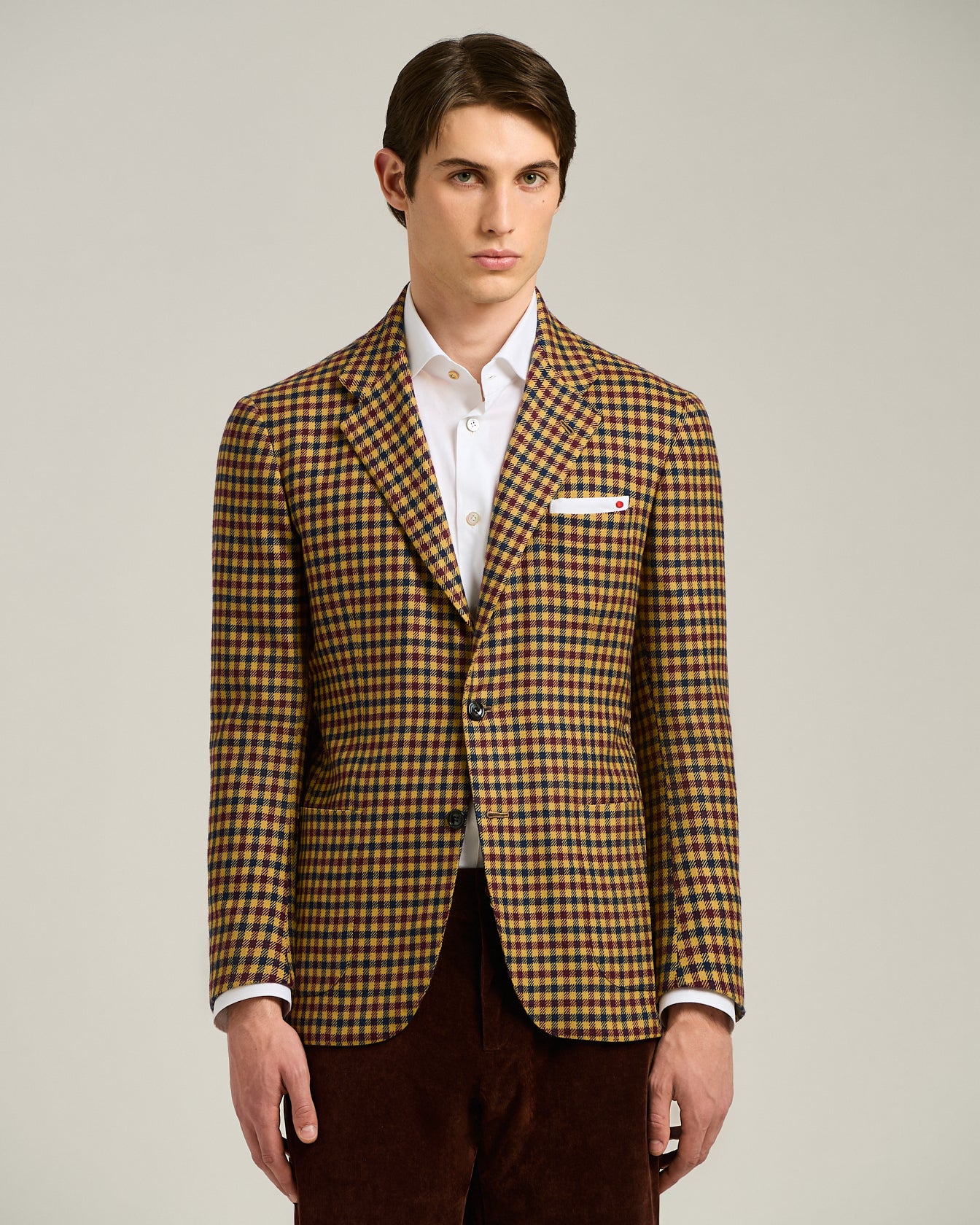 Kiton Cashmere Blazer Sakko Kaschmir Micro-Karo Gr. 50
