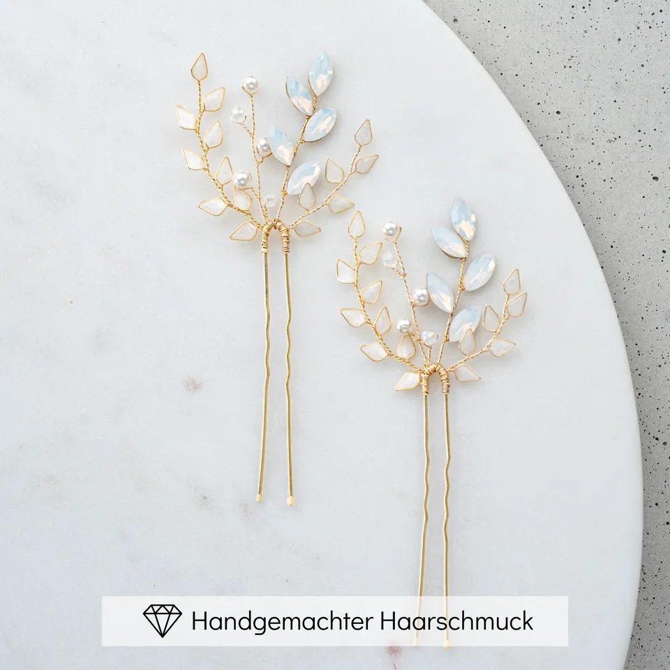 Perlenbräute Haarschmuck Gretchen Haarnadeln Gold 2er Set Kristall