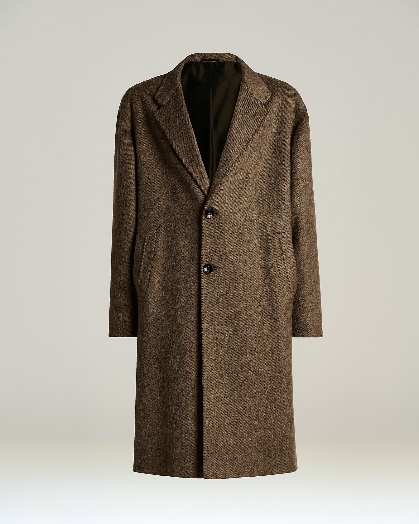 Kiton Mantel Kaschmir Wolle beige Herren Gr 50