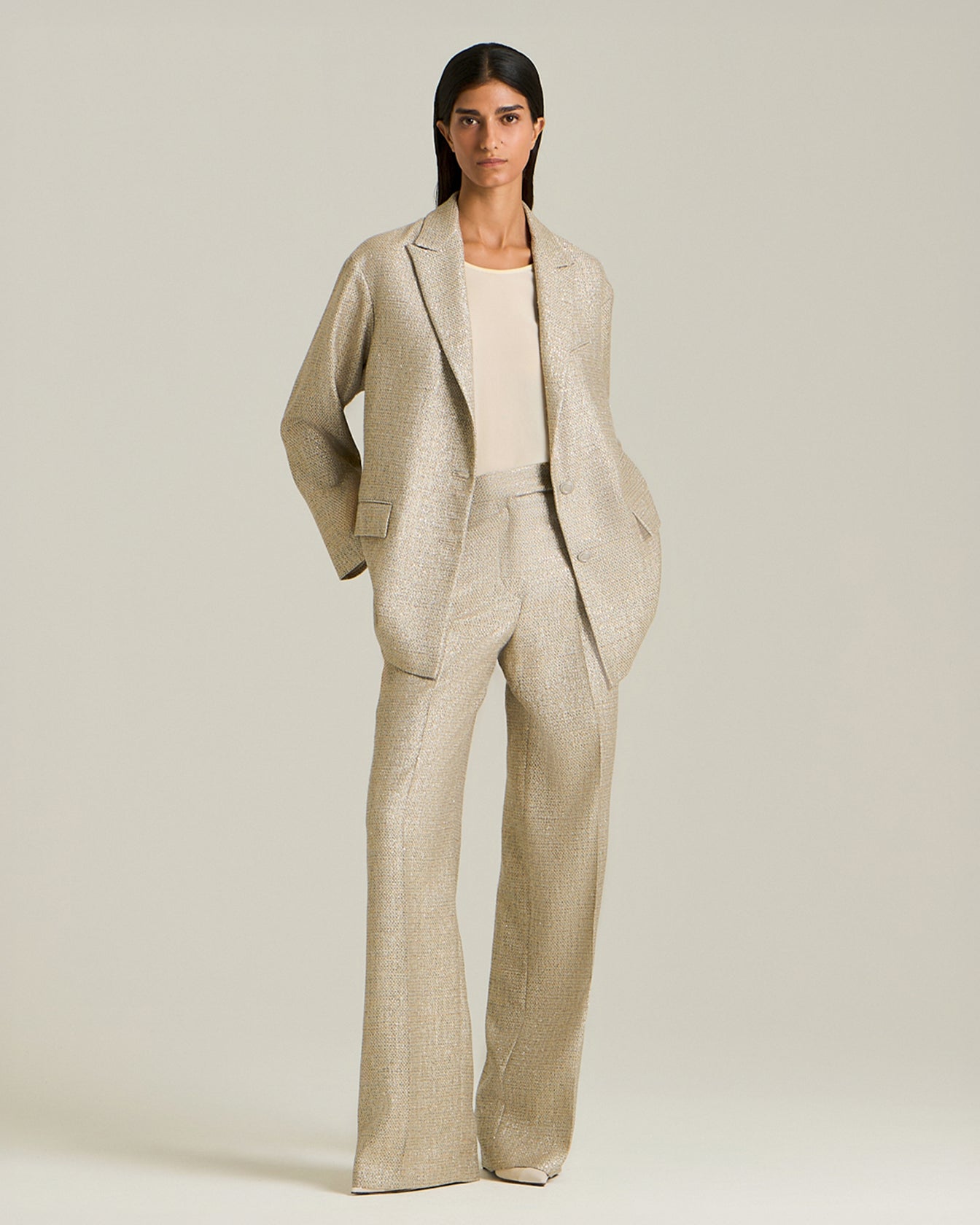 Kiton Viscose Lamé Party Hose Viskose Damen Glanz