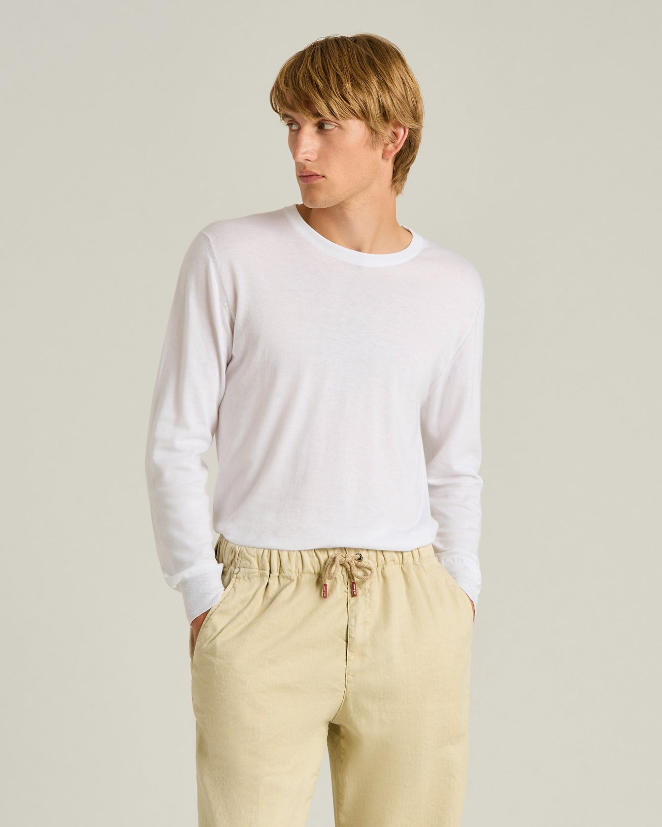 Kiton Pure Cotton Crewneck Pullover Baumwolle Weiss