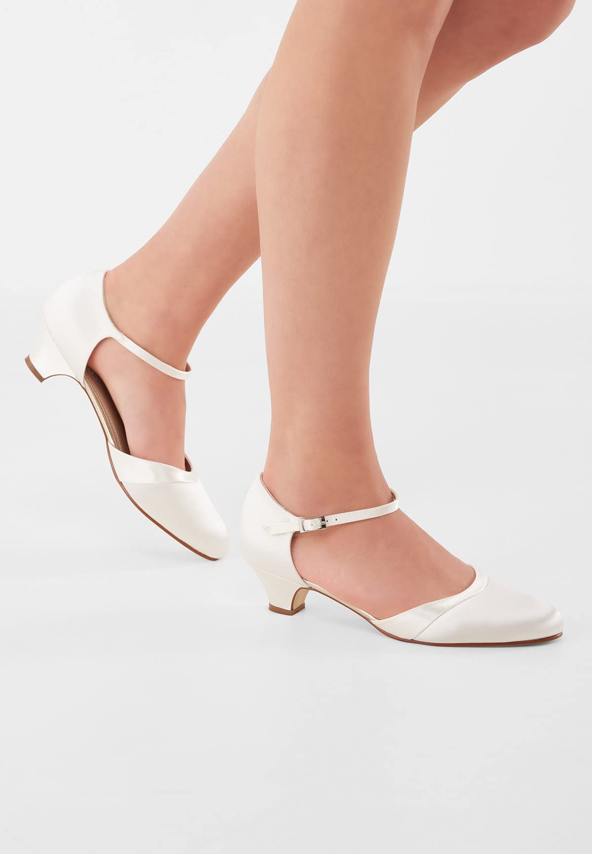 Rainbow Club Timeless Vida Pumps Ivory Satin 3,5 cm Riemchen