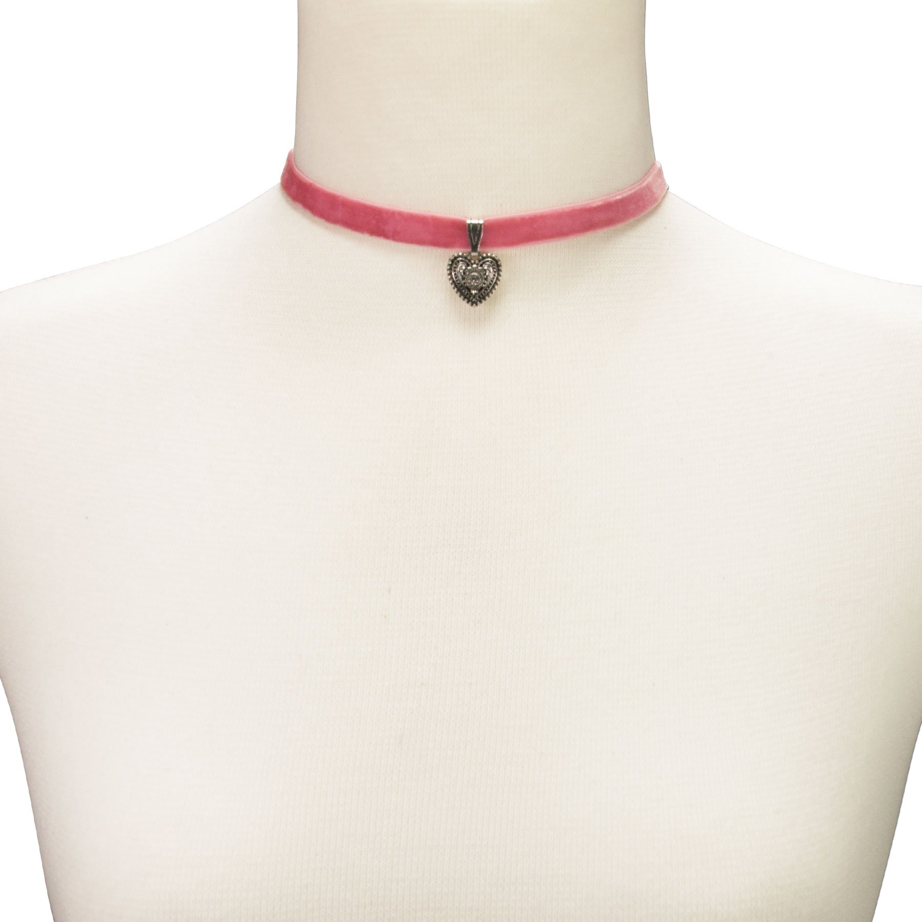 Alpenflüstern DAHEIM DHK209 Kropfband Samtkette Rosa-Rosé Herz