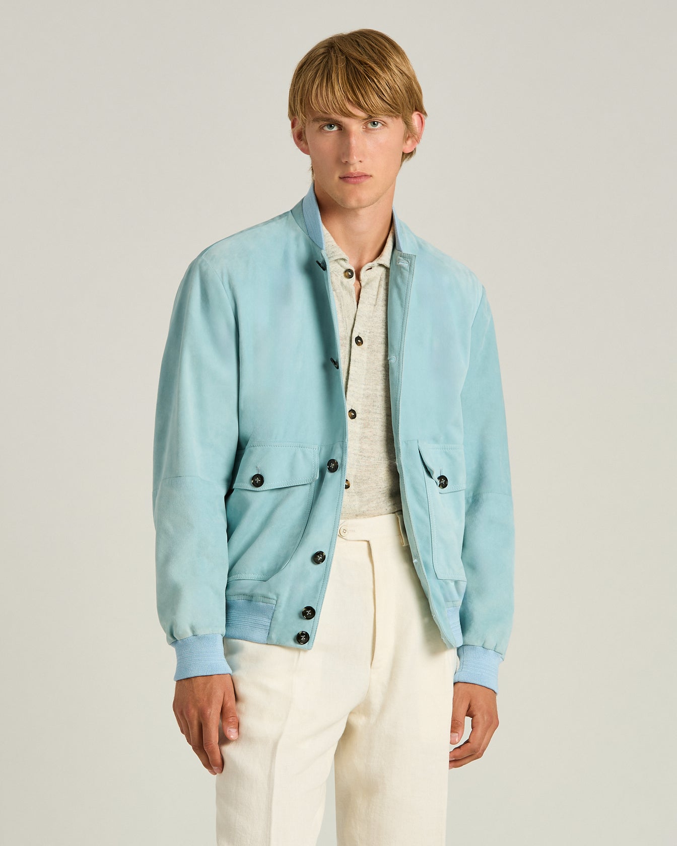 Kiton Outerwear Suede Jacket Azure Lamm Größe 50