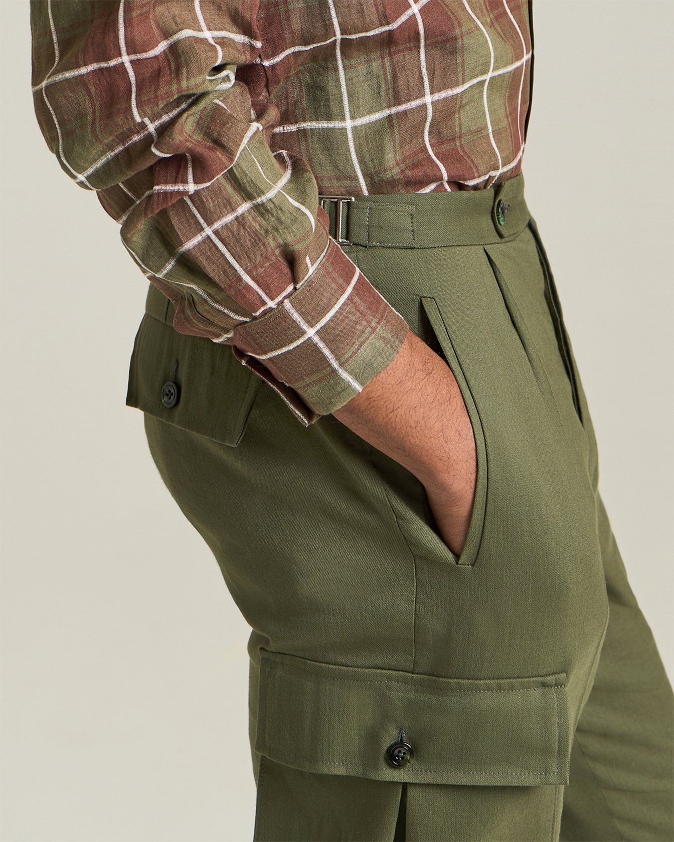 Kiton Linen Checked Shirt Leinenhemd Kariert Perlmutt