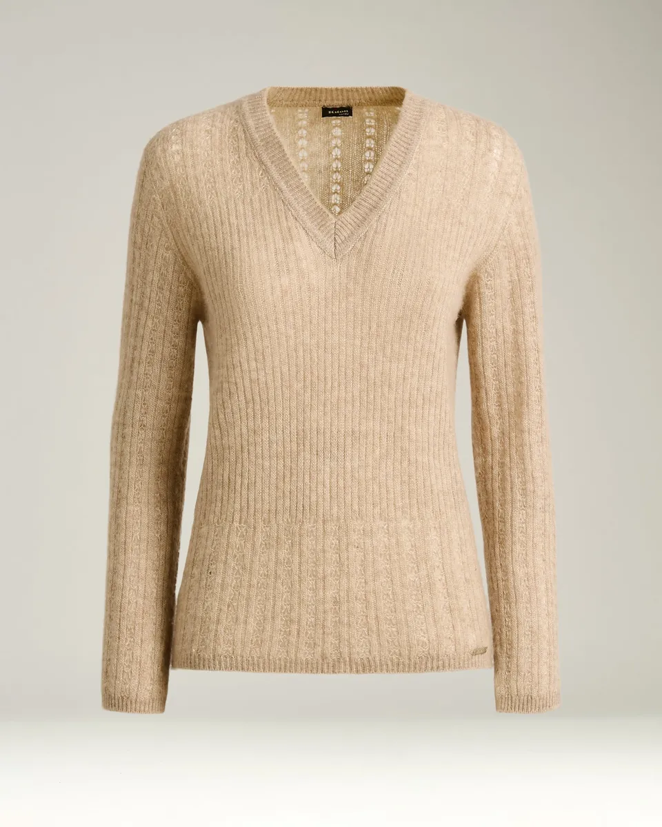 Kiton Knitwear V-Neck Pullover Beige Kaschmir Seide