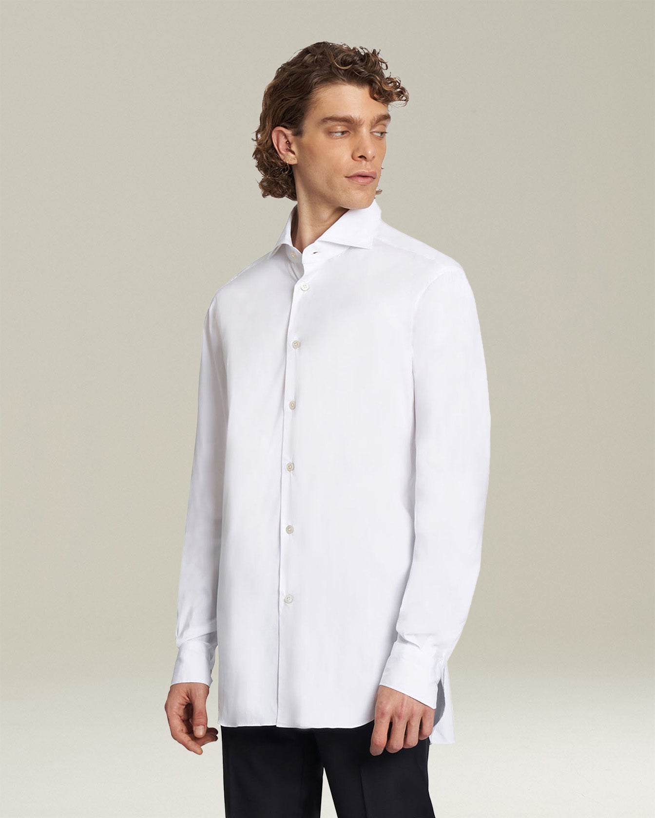 Kiton Shirts Hemd Baumwolle weiß Perlmuttknöpfe