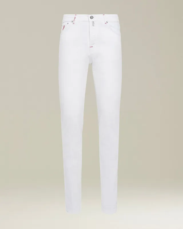 Kiton Pantaloni Jeans Weiß Slim Bio-Baumwolle Kurabo
