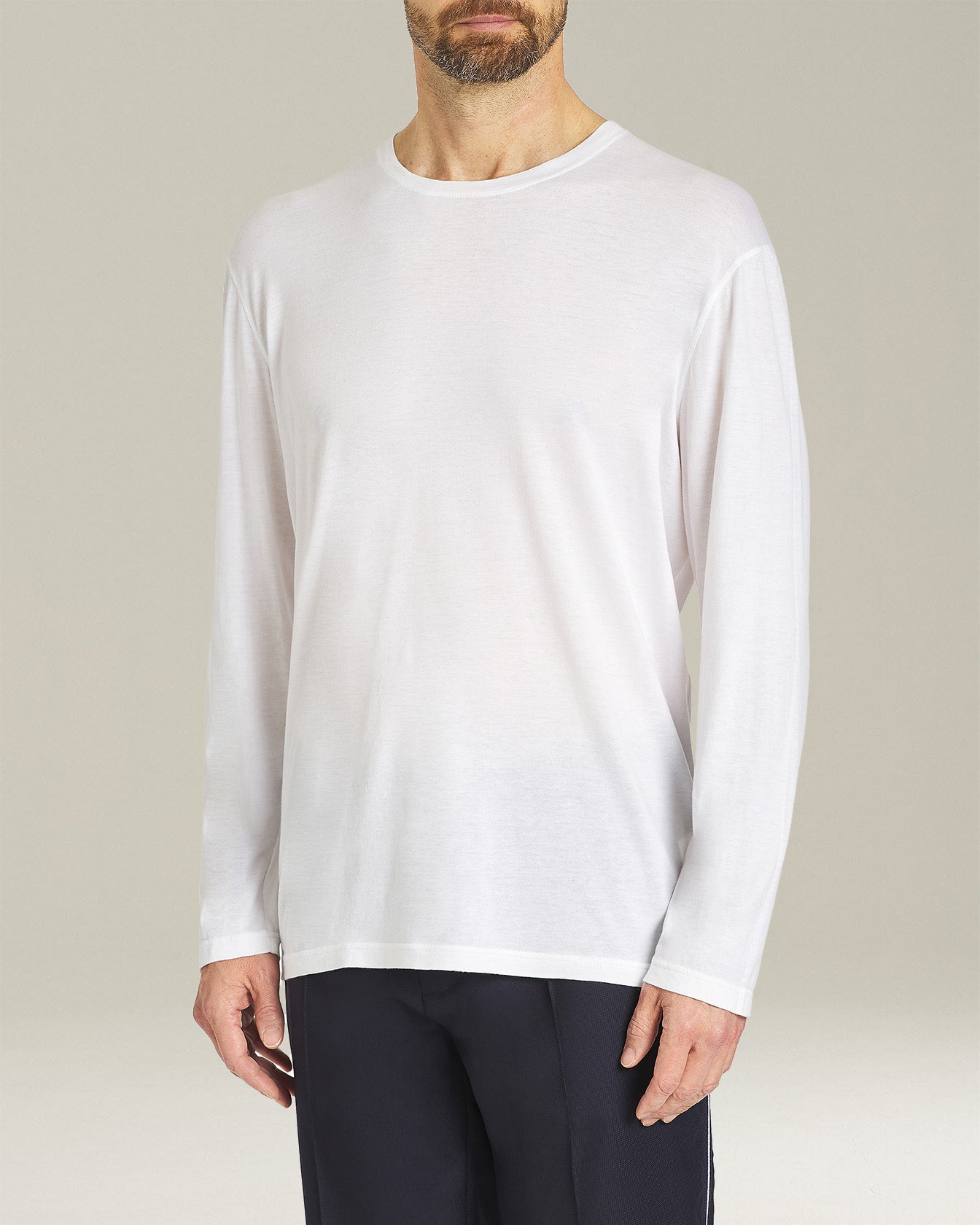 Kiton Jersey T-Shirt L/S T-Shirt weiß Baumwolle