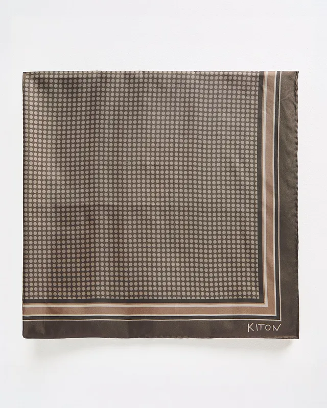 Kiton Brown Silk Scarf Seidentuch braun 90x90