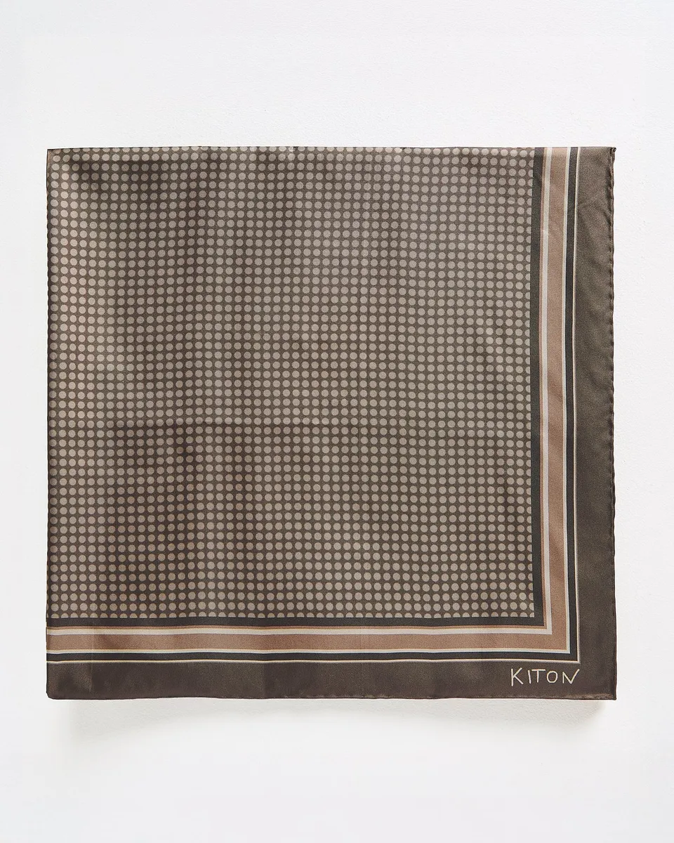 Kiton Brown Silk Scarf Seidentuch braun 90x90