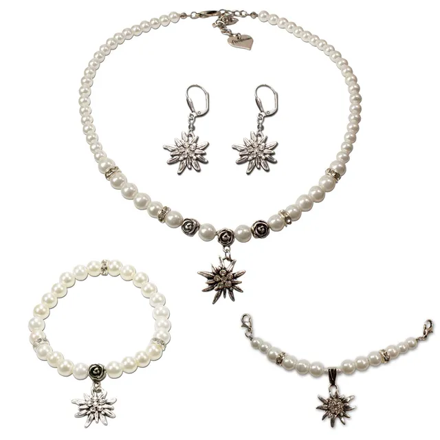 Alpenflüstern DAHEIM SET048 Trachtenset creme-weiß Edelweiß