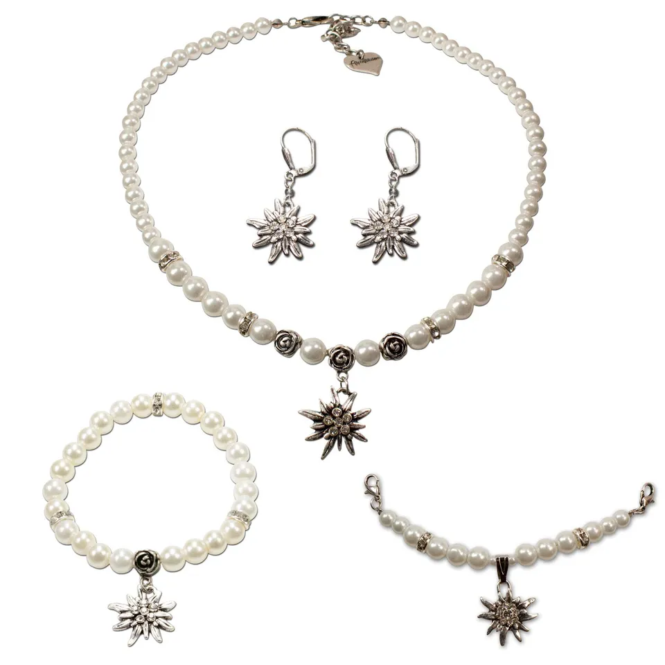 Alpenflüstern DAHEIM SET048 Trachtenset creme-weiß Edelweiß