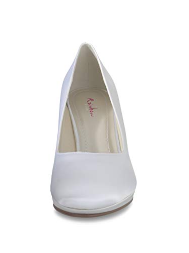Rainbow Club Grace Weiß Satin Pumps Brautschuhe Blockabsatz