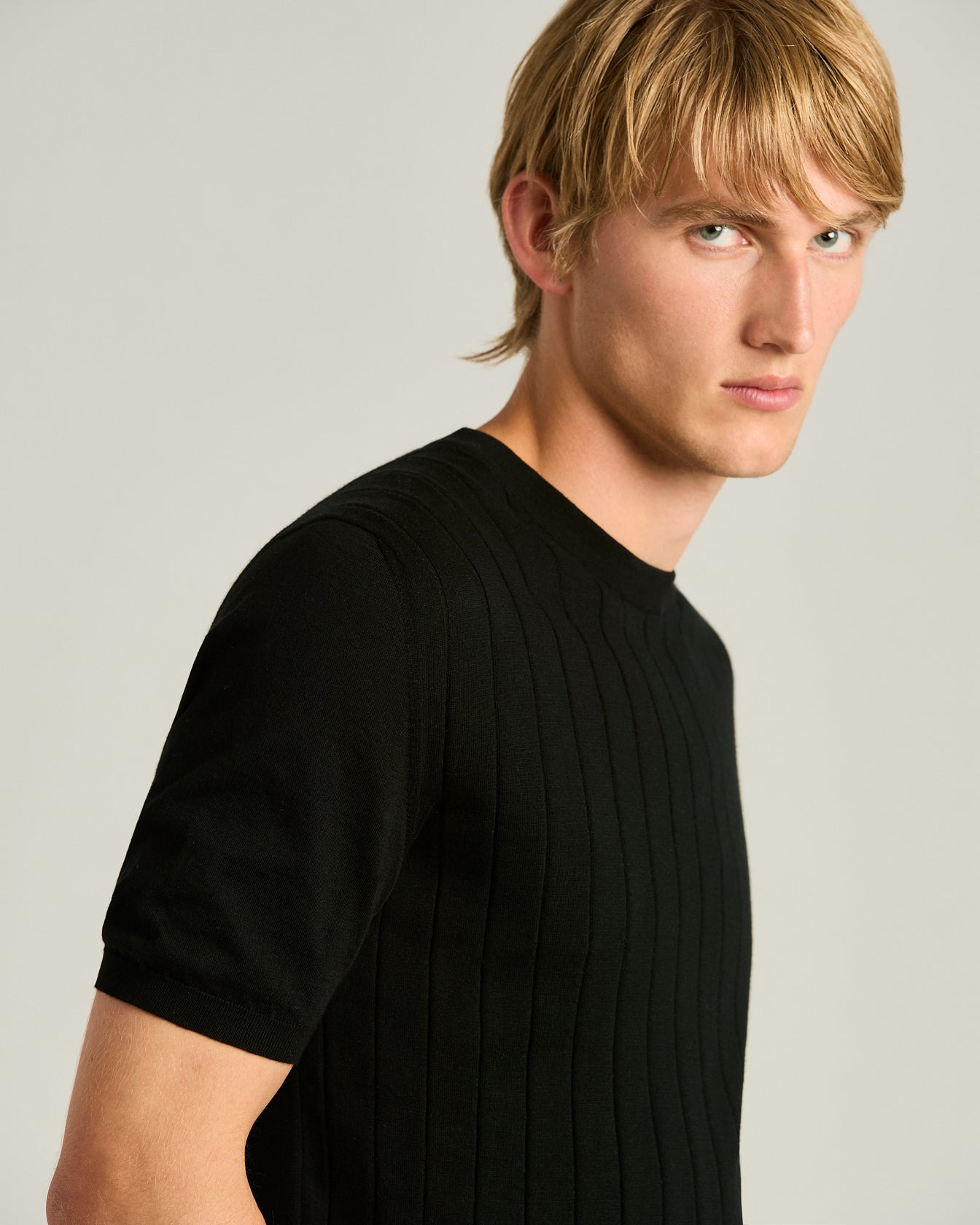 Kiton Knitwear T-Shirt Baumwolle schwarz Gr.M Rundhals