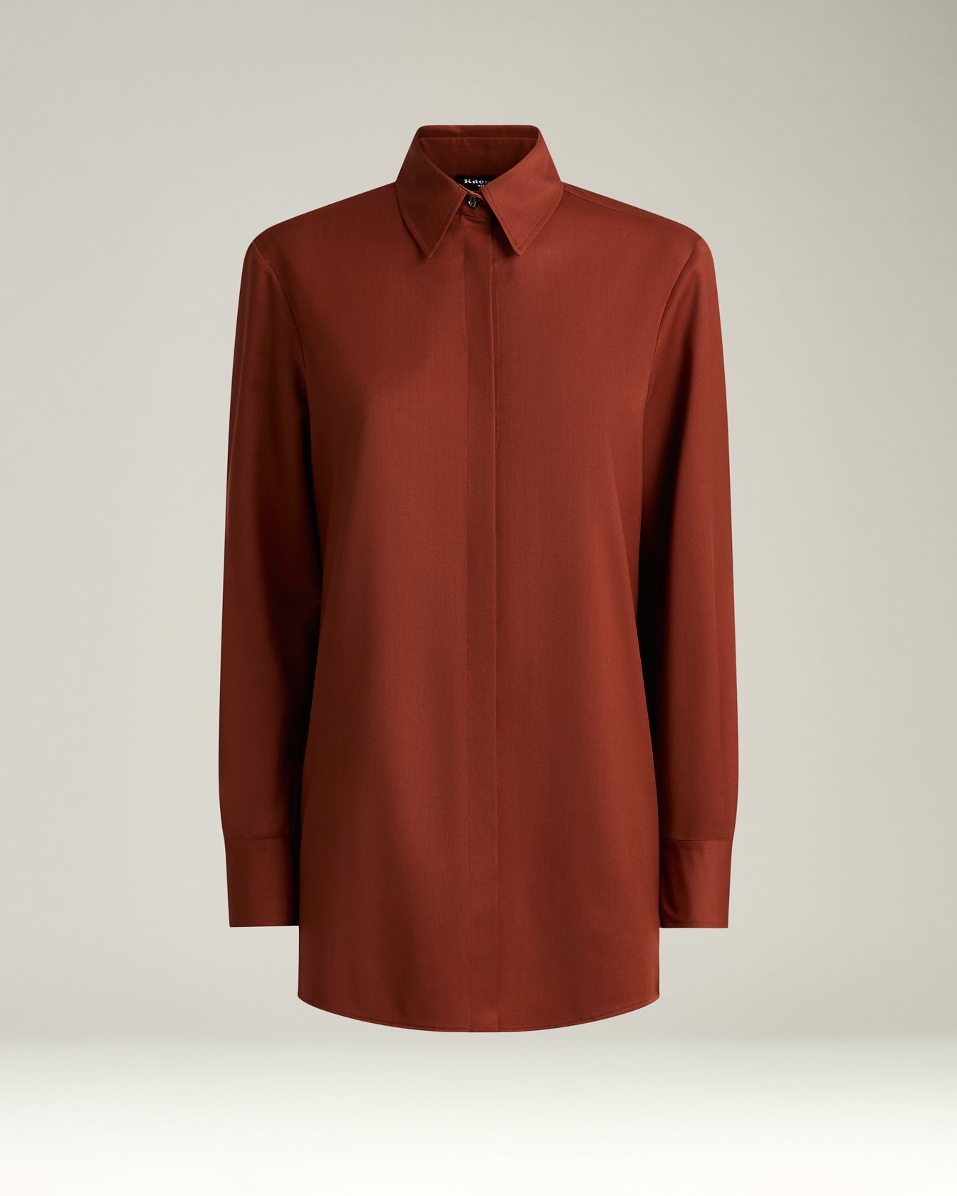 Kiton Shirts Terracotta Wool Bluse 40 reine Wolle