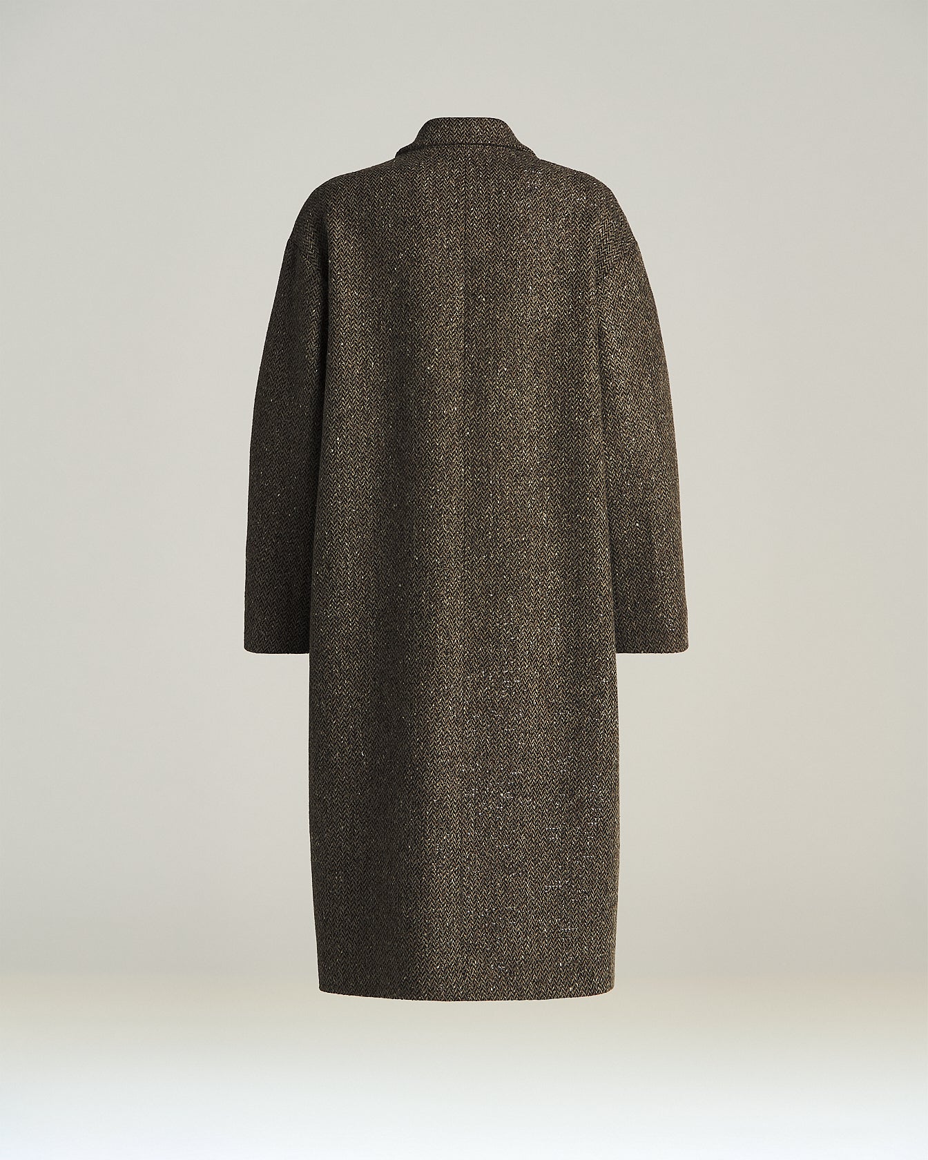 Kiton Outerwear Zweireihiger Mantel Wolle Bouclé Braun Knielang