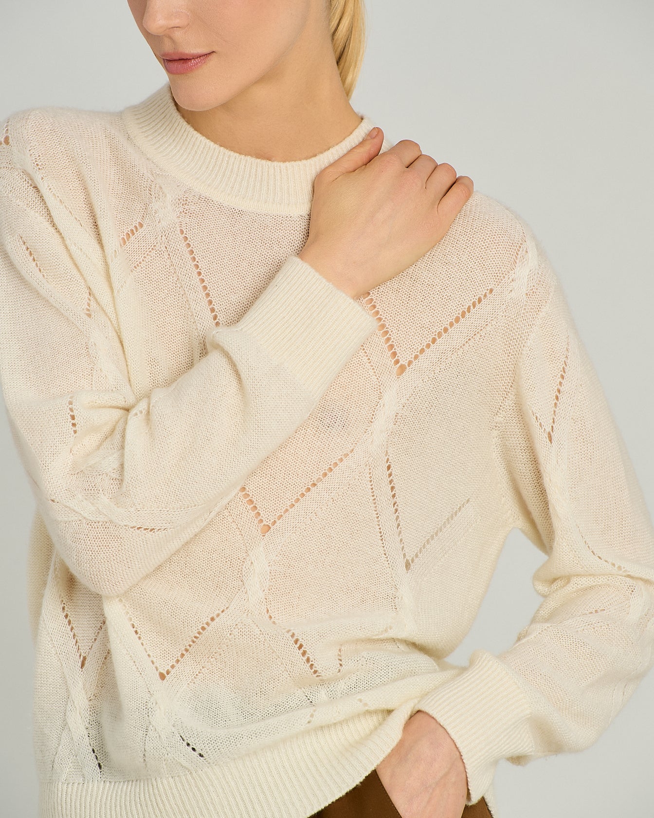 Kiton Knitwear Pullover creme Kaschmir Seide Gr.42