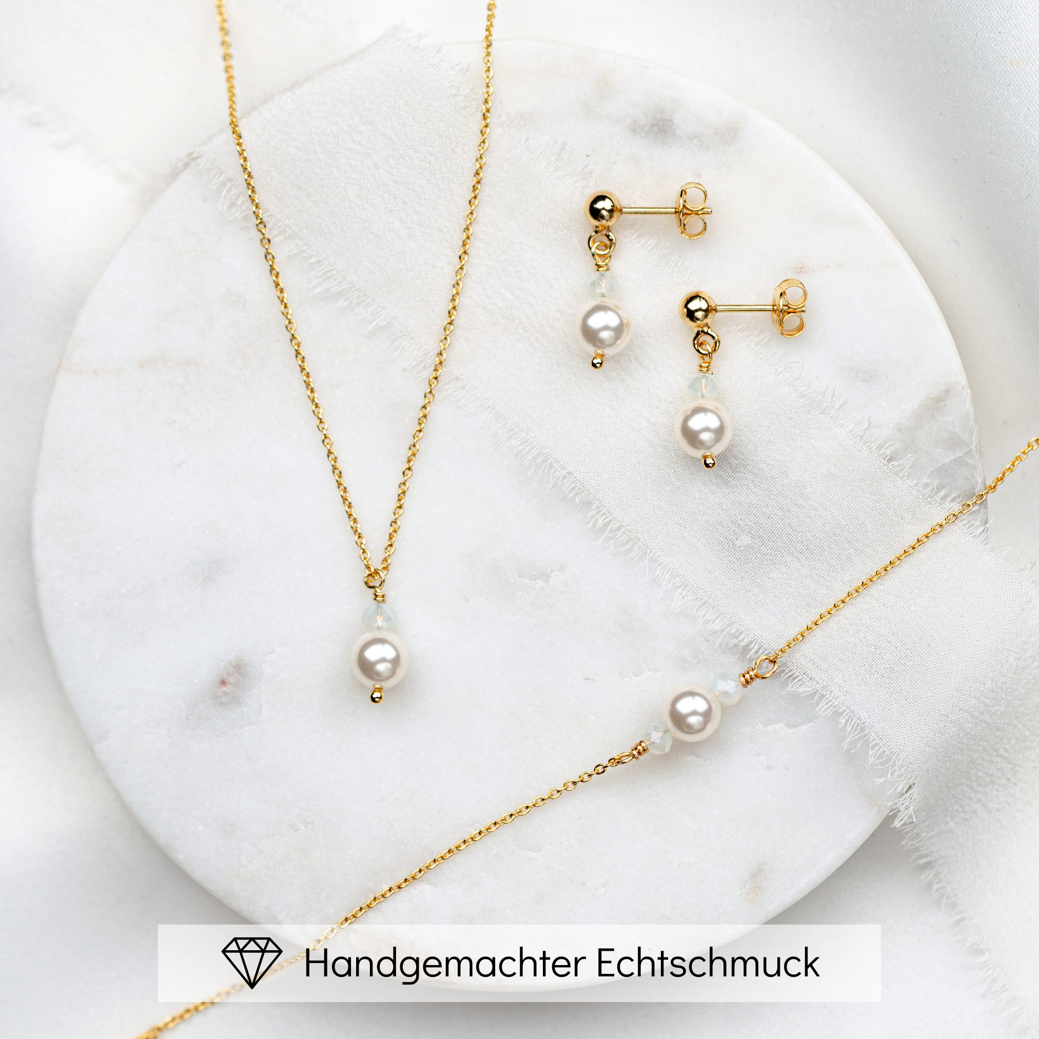Perlenbräute Brautschmuck Sets Ari Perlen Set 925 Silber
