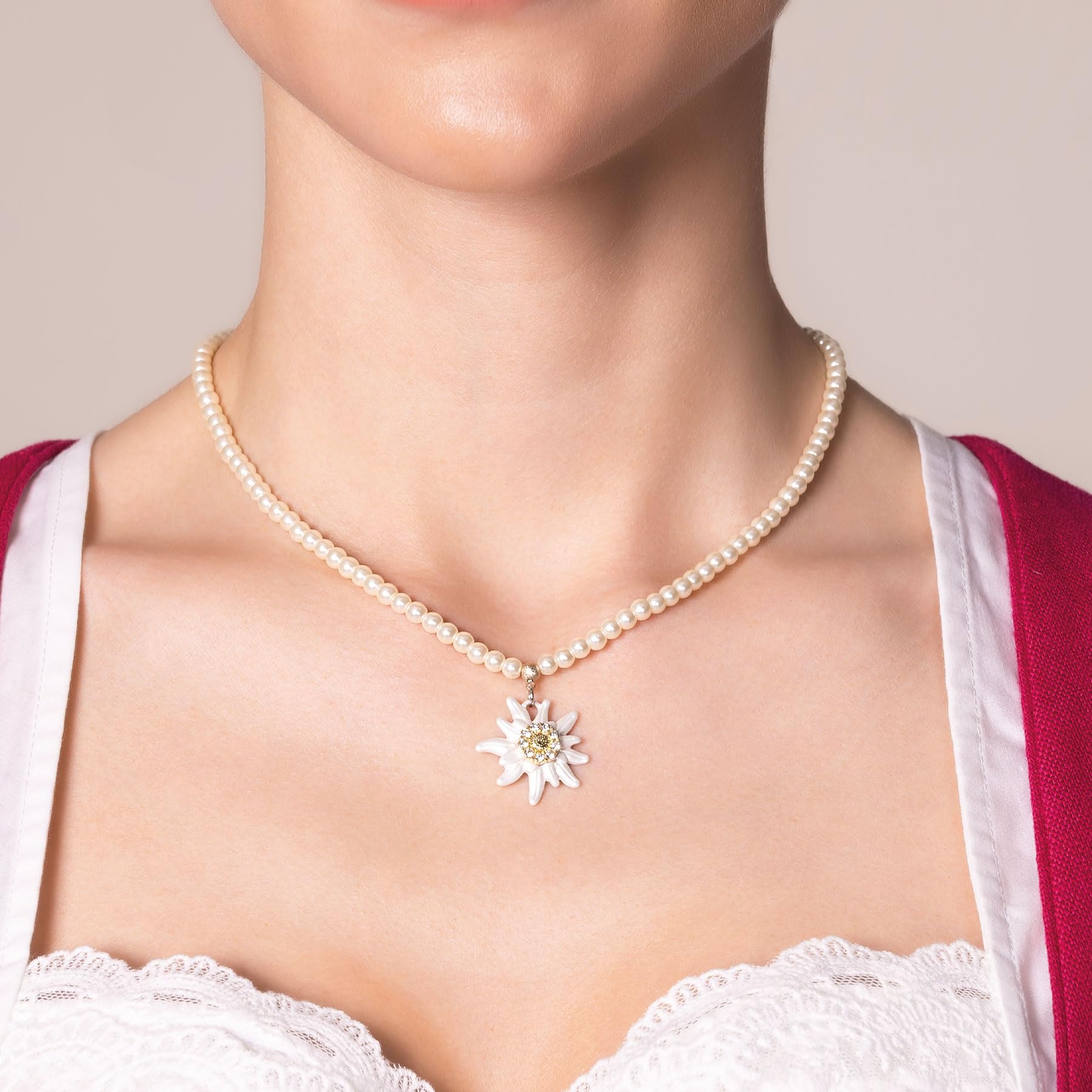 Alpenflüstern DAHEIM Greta DHK271 Dirndlkette Perlen creme-weiß