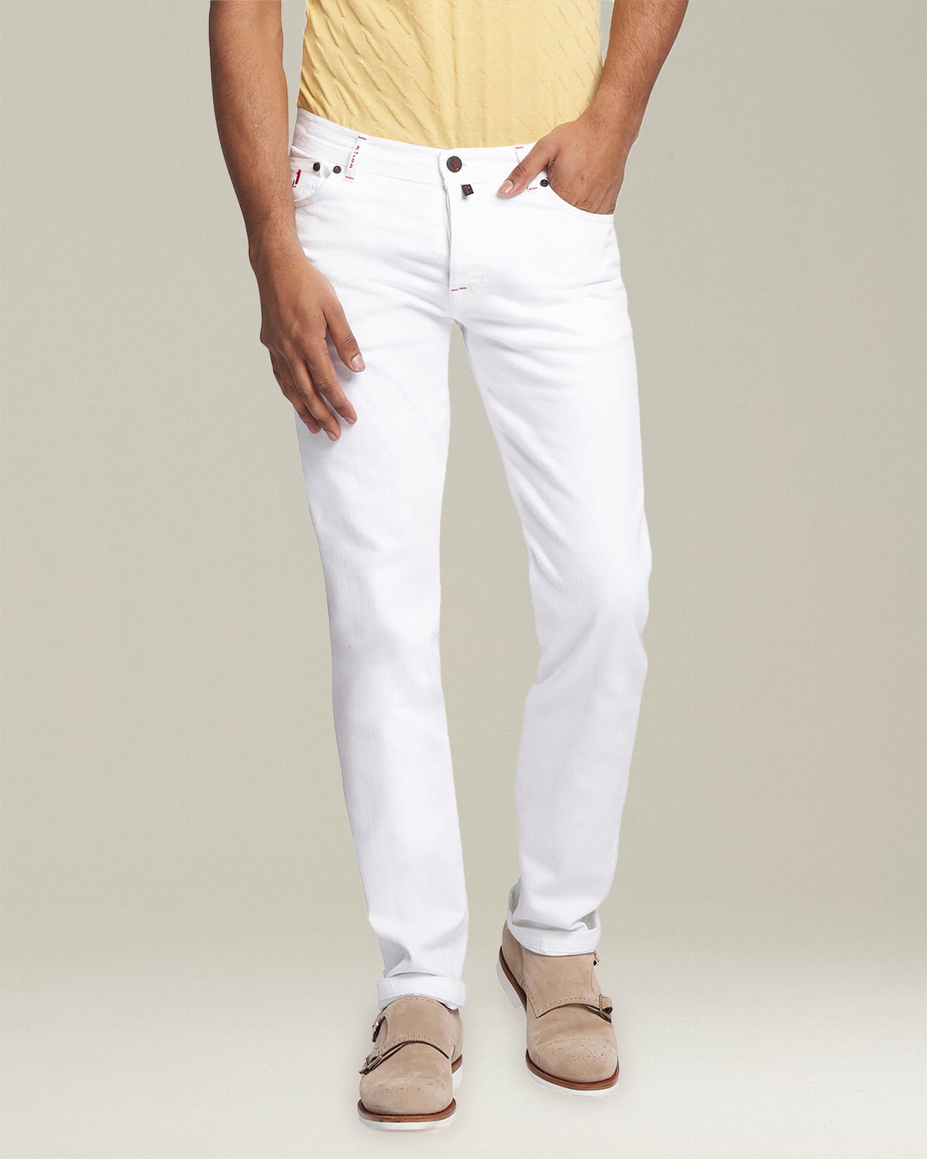 Kiton Hose Jeans weiß Slim Kurabo Denim