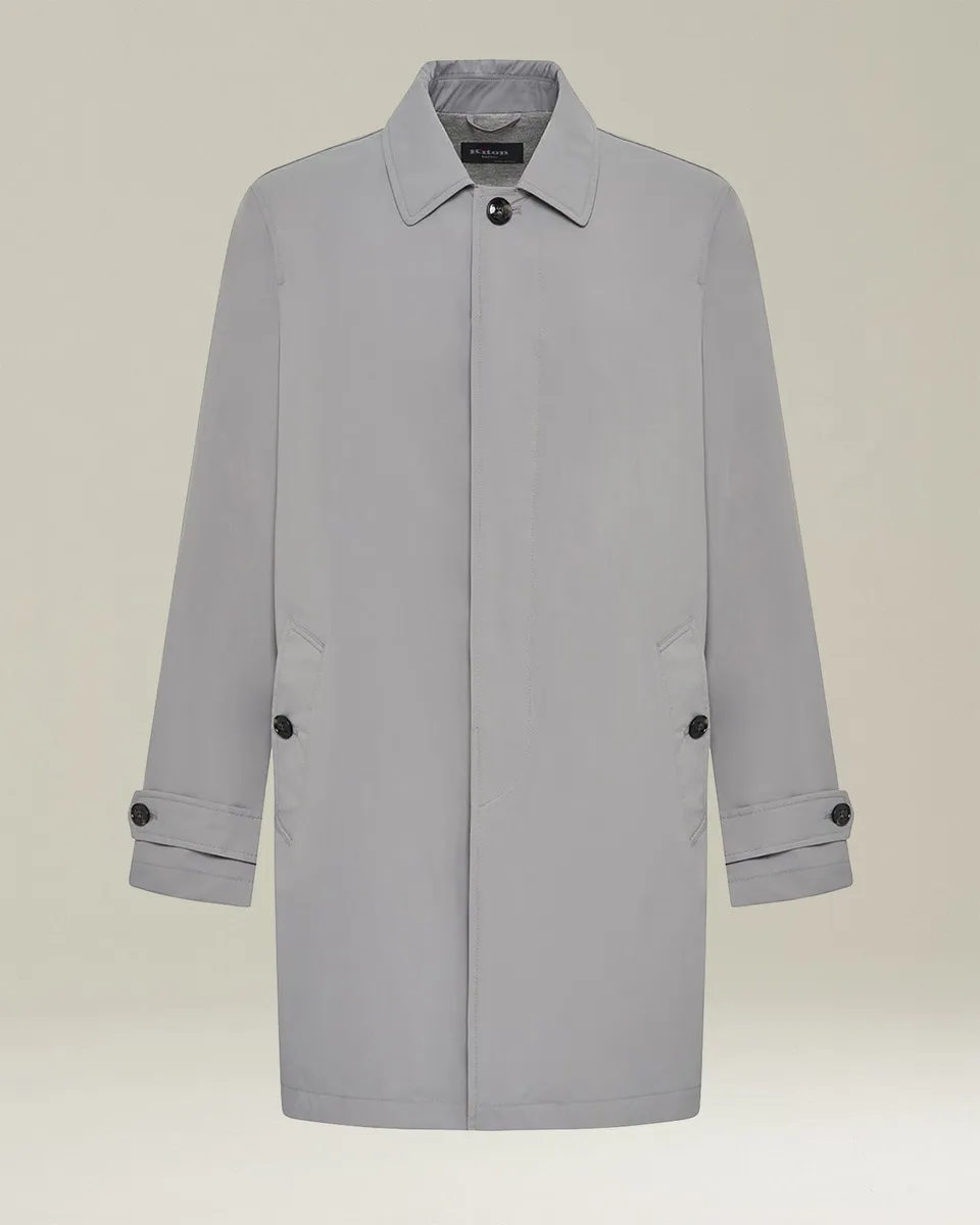 Kiton Outerwear Soprabito Trenchcoat Grau Seide