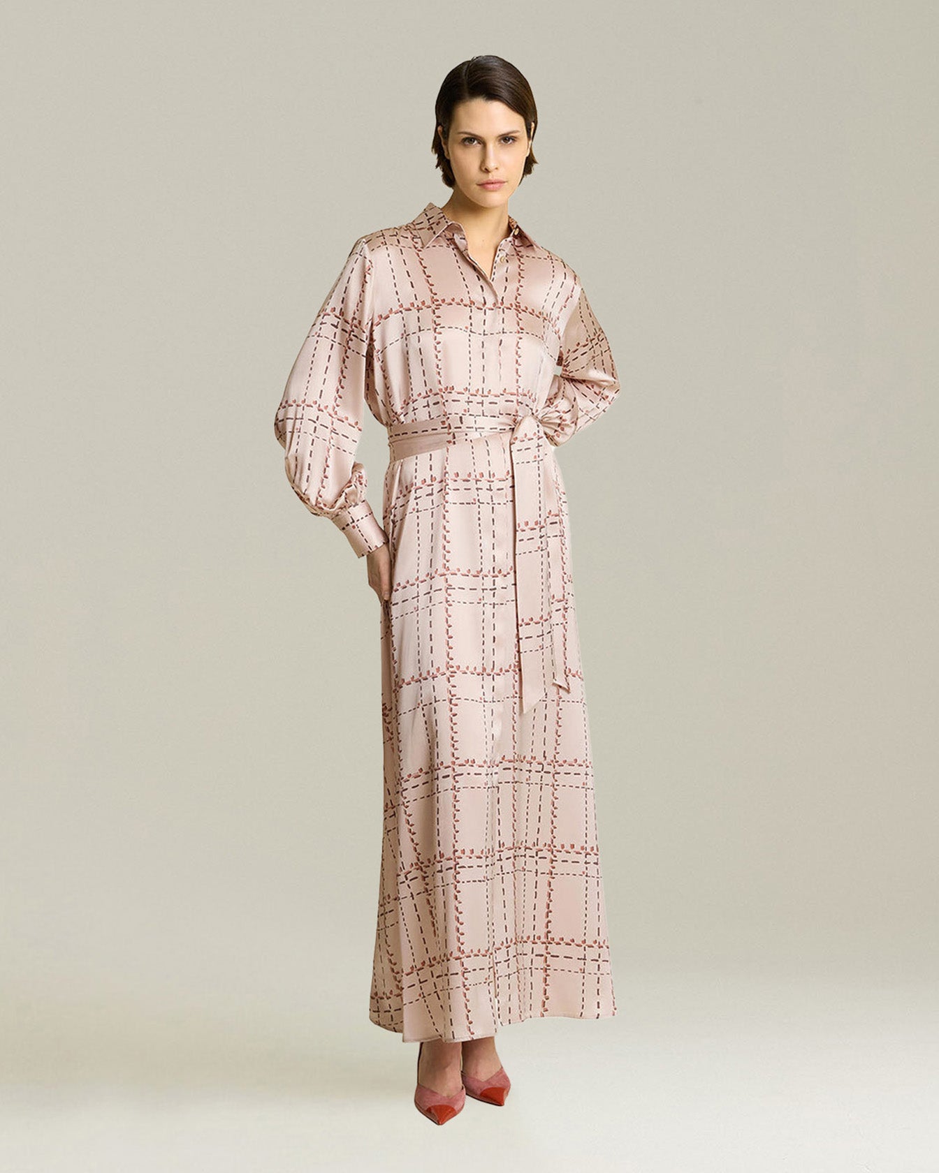 Kiton Dresses Printed Silk Hemdkleid Gr.40 mit Gürtel