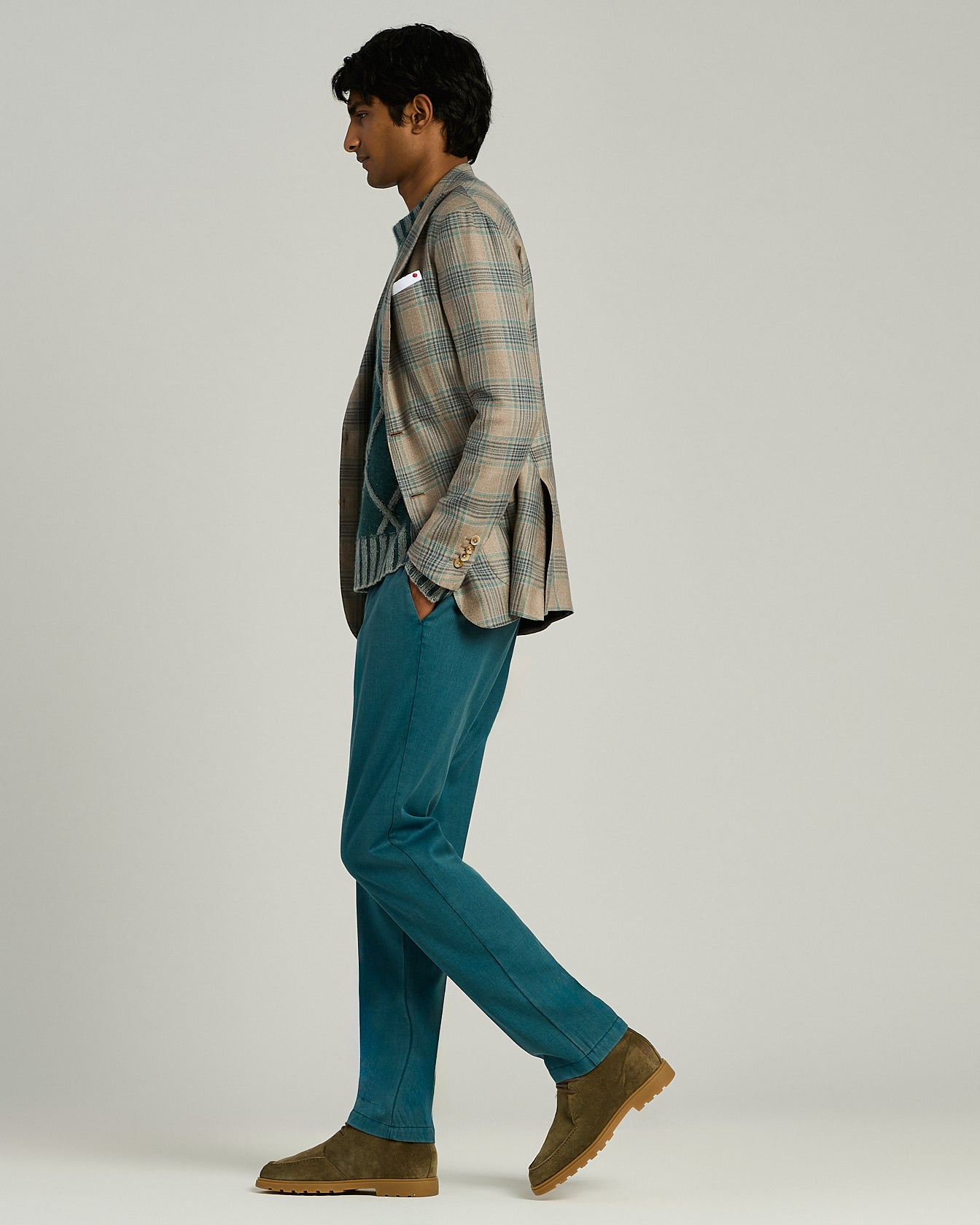 Kiton High-Top Schuhe Taupe Velours Lammfell