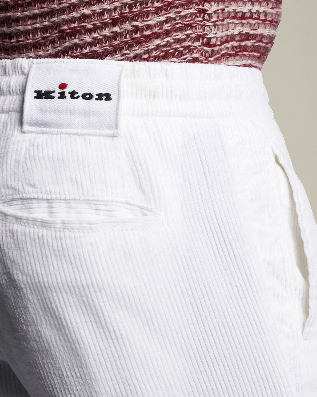 Kiton Cordhose Baumwolle weiß Kordelzug Gr. 50