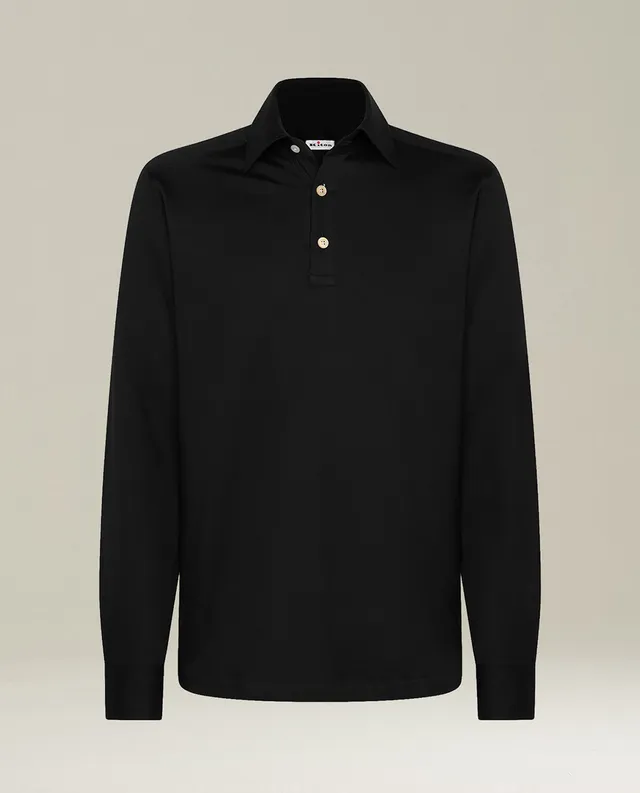 Kiton Shirts Positano Cotton Hemd Schwarz Gr. 40