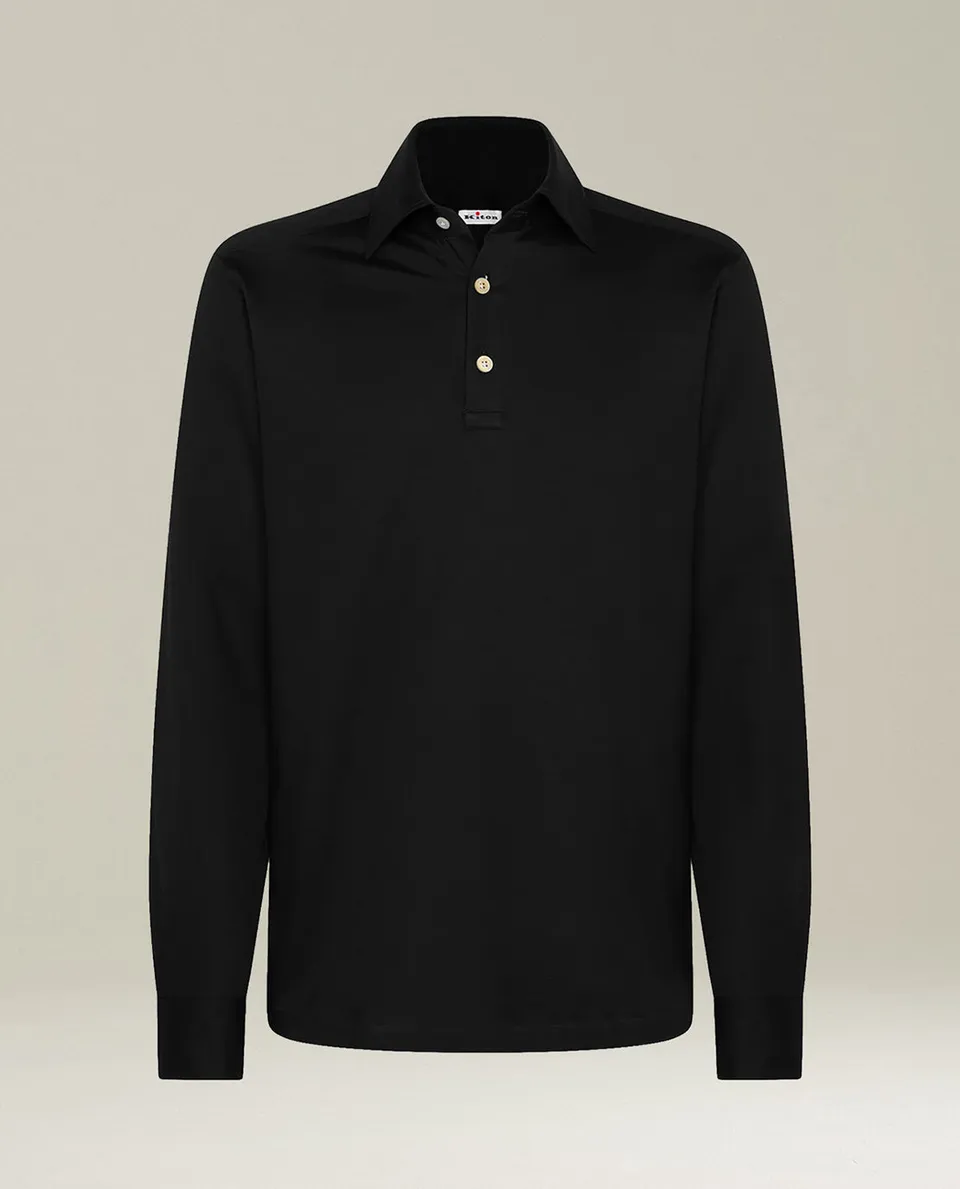 Kiton Shirts Positano Cotton Hemd Schwarz Gr. 40