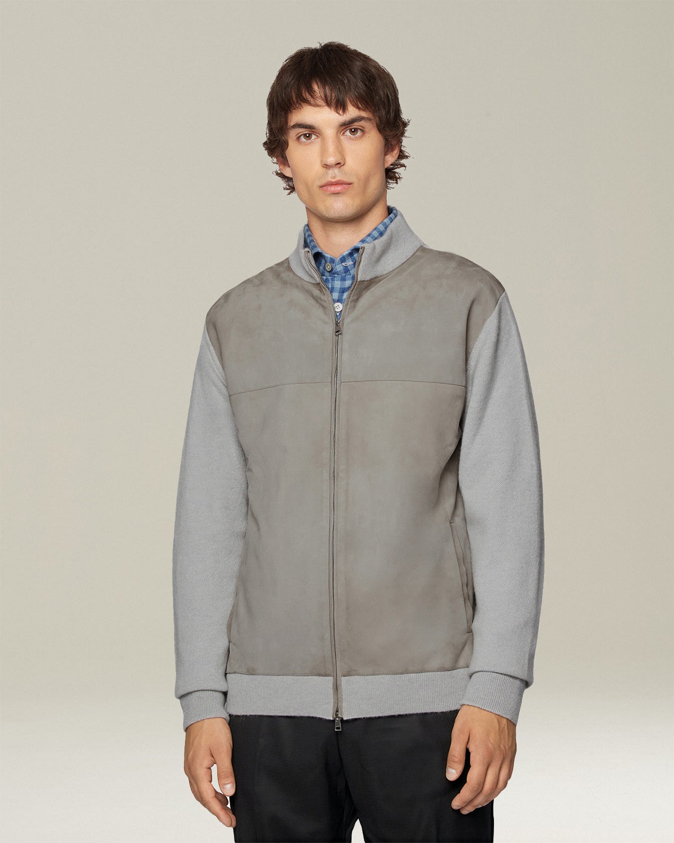 Kiton Cashmere Bomber Jacke Kaschmir Leder Blouson Herren