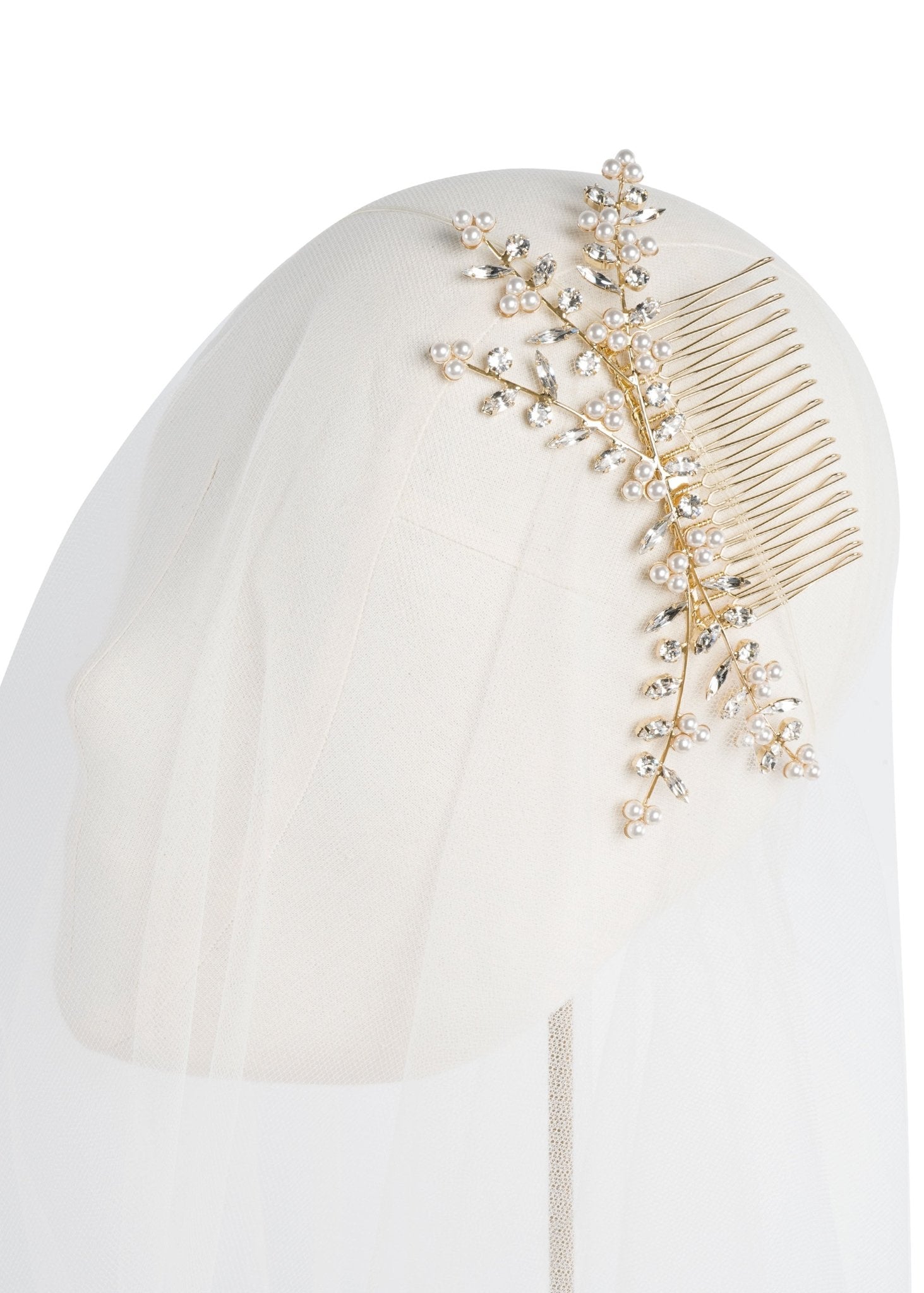 Elizabeth Bower Bud Pearl Haarkamm Gold Kristall Perle