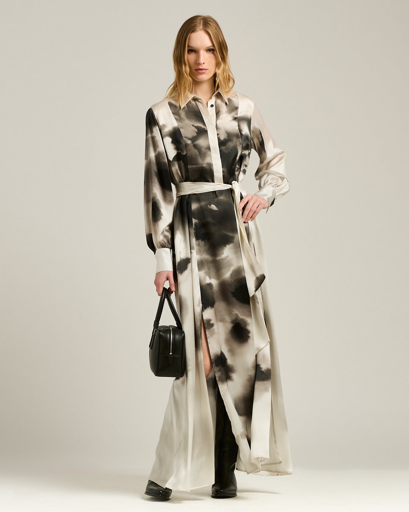 Kiton Seidenkleid Hemdkleid Print Gr. 40