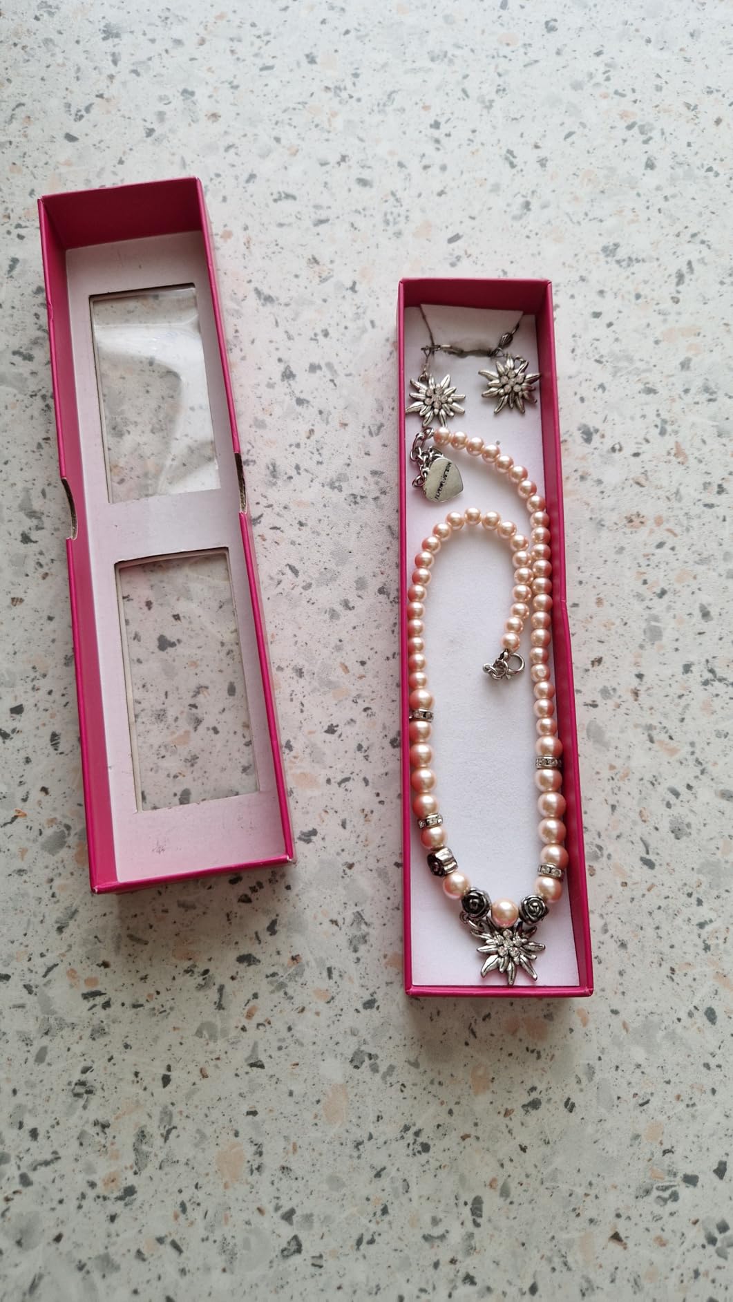 Alpenflüstern DAHEIM SET024 Schmuck-Set rosa Edelweiß