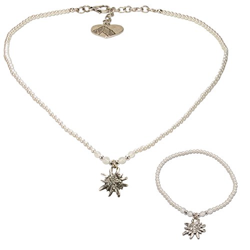 Alpenflüstern DAHEIM SET028 Trachtenset Creme-weiß Perlen