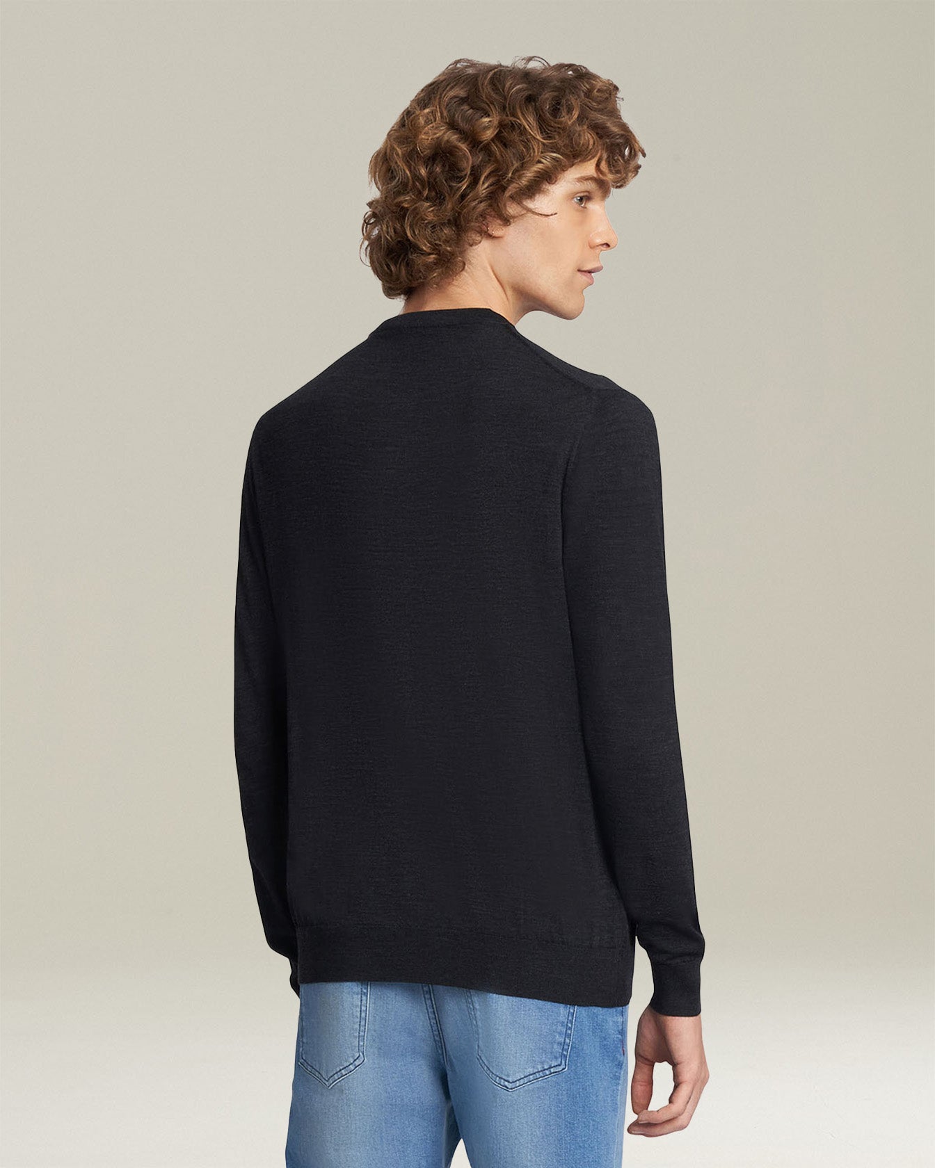 Kiton Jersey Rundhals Pullover Wolle anthrazit Wollpullover