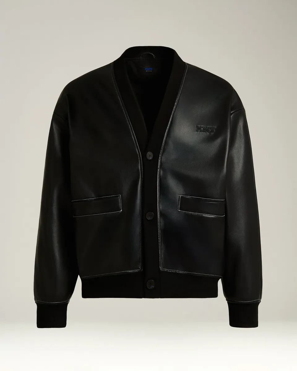 Kiton Outerwear Bomberjacke schwarz Kunstleder