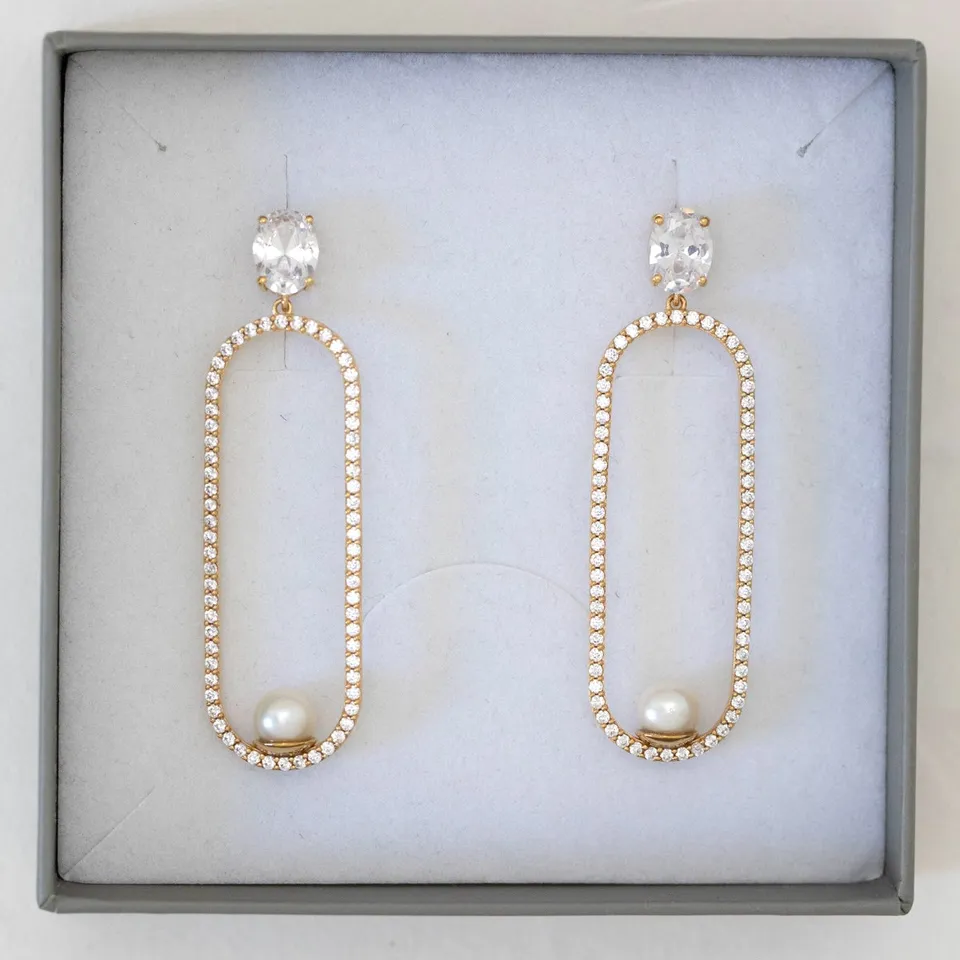 Juvelan Sample Sale Ohrringe Gold Perle Zirkonia 5,2 cm