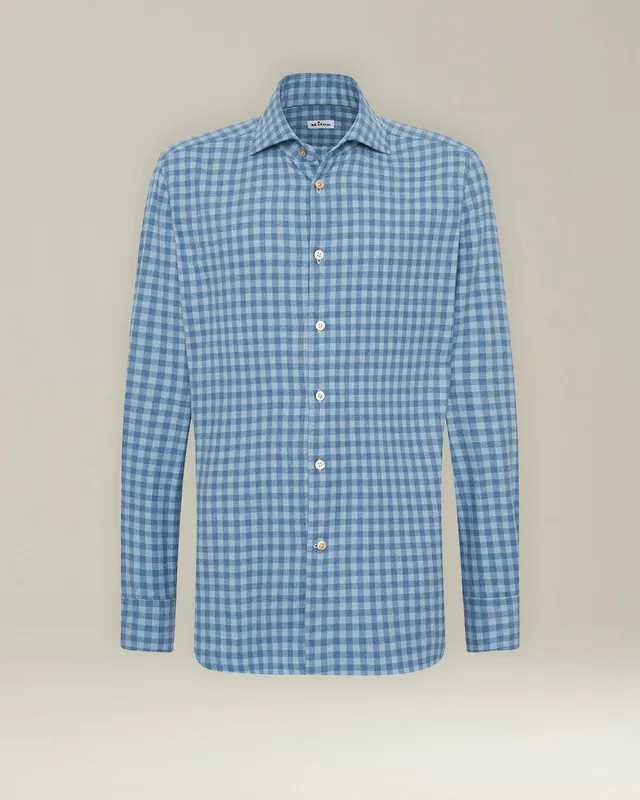 Kiton Checked Flannel Hemd Karo Flanell Baumwolle