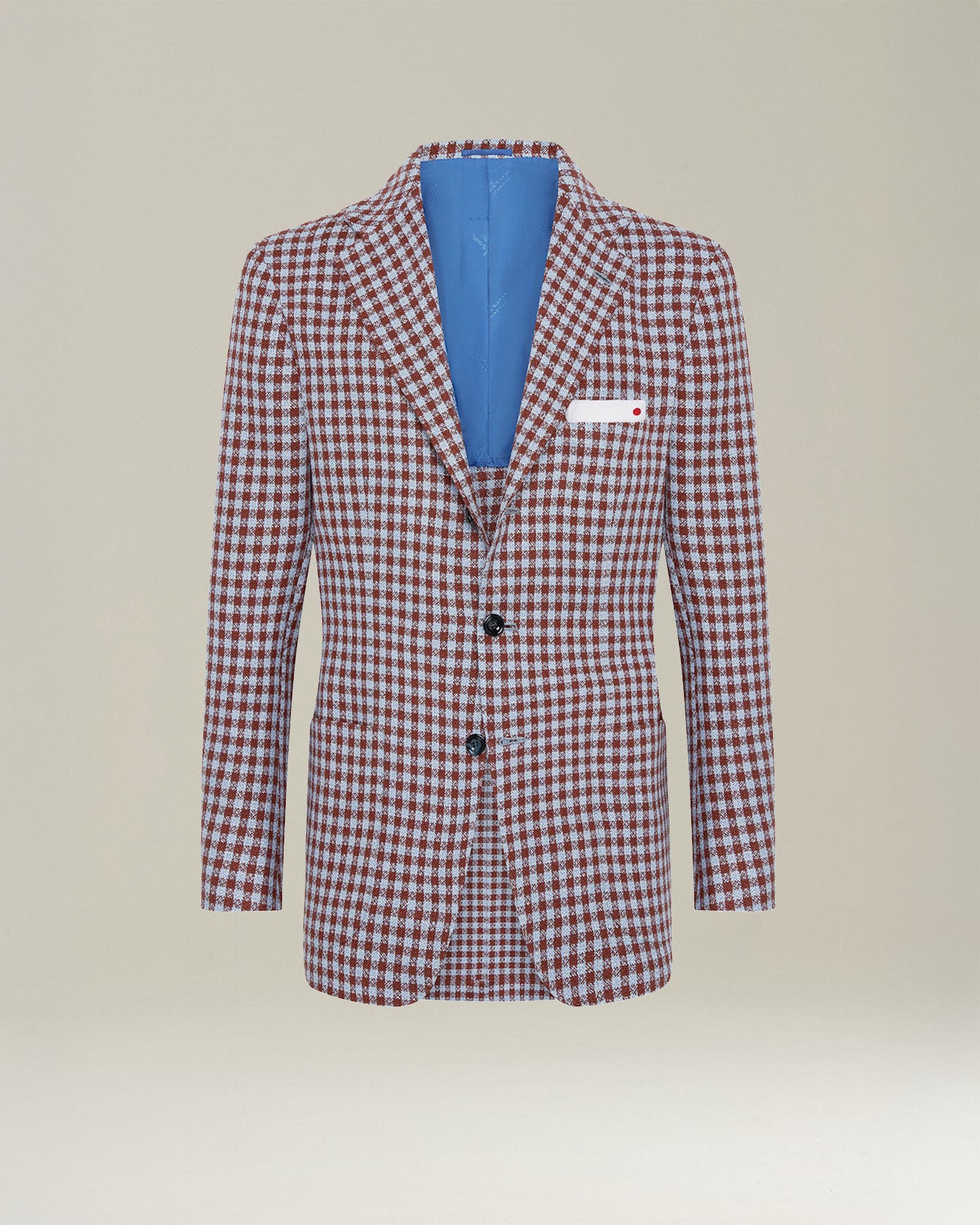 Kiton Micro Check Blazer Kaschmir Leinen Einreihig