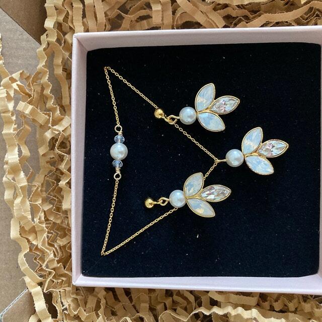 Perlenbräute Brautschmuck Sets Kate Perlen Schmuckset Silber 45 cm