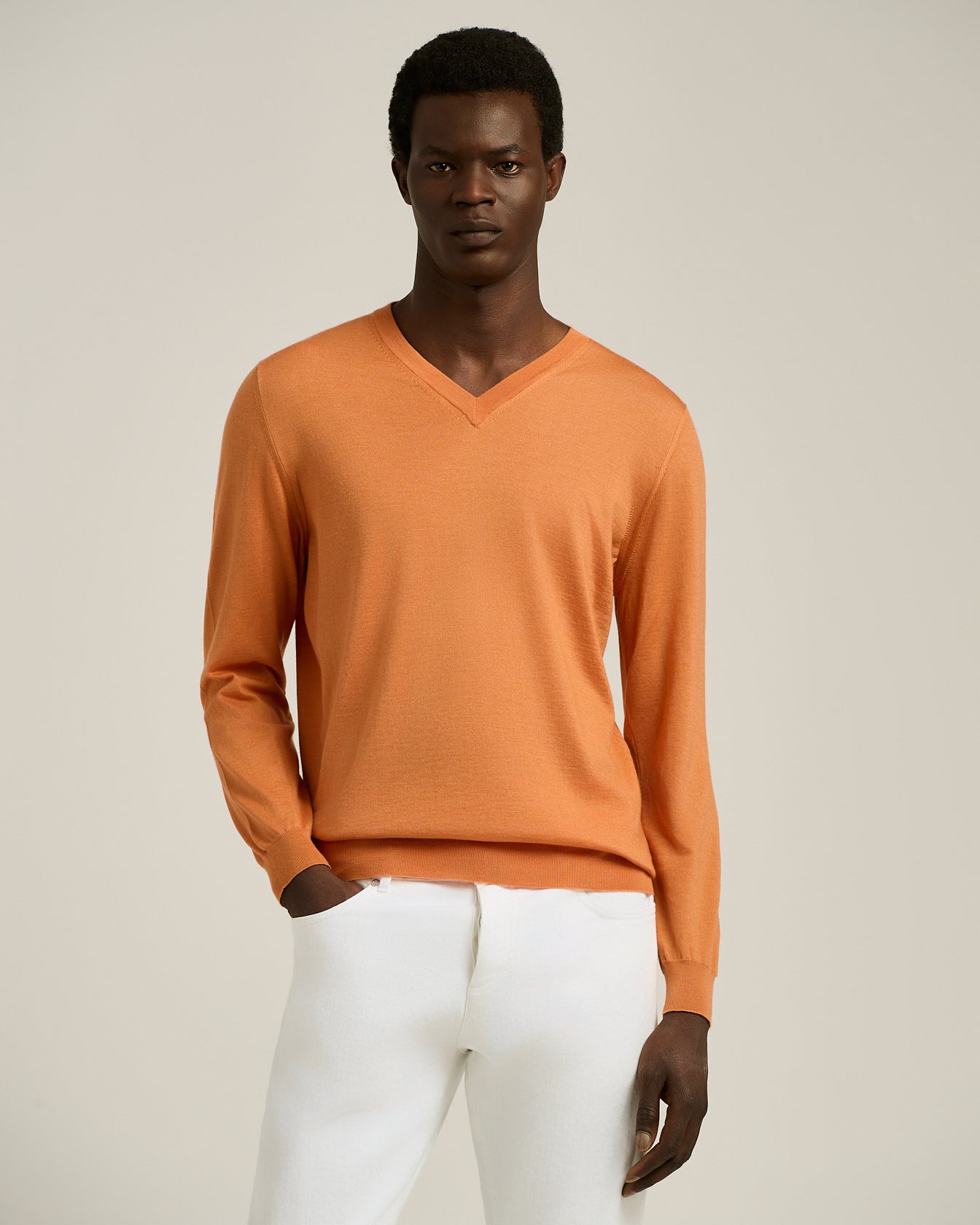 Kiton Knitwear Mango Orange Kaschmir Pullover L