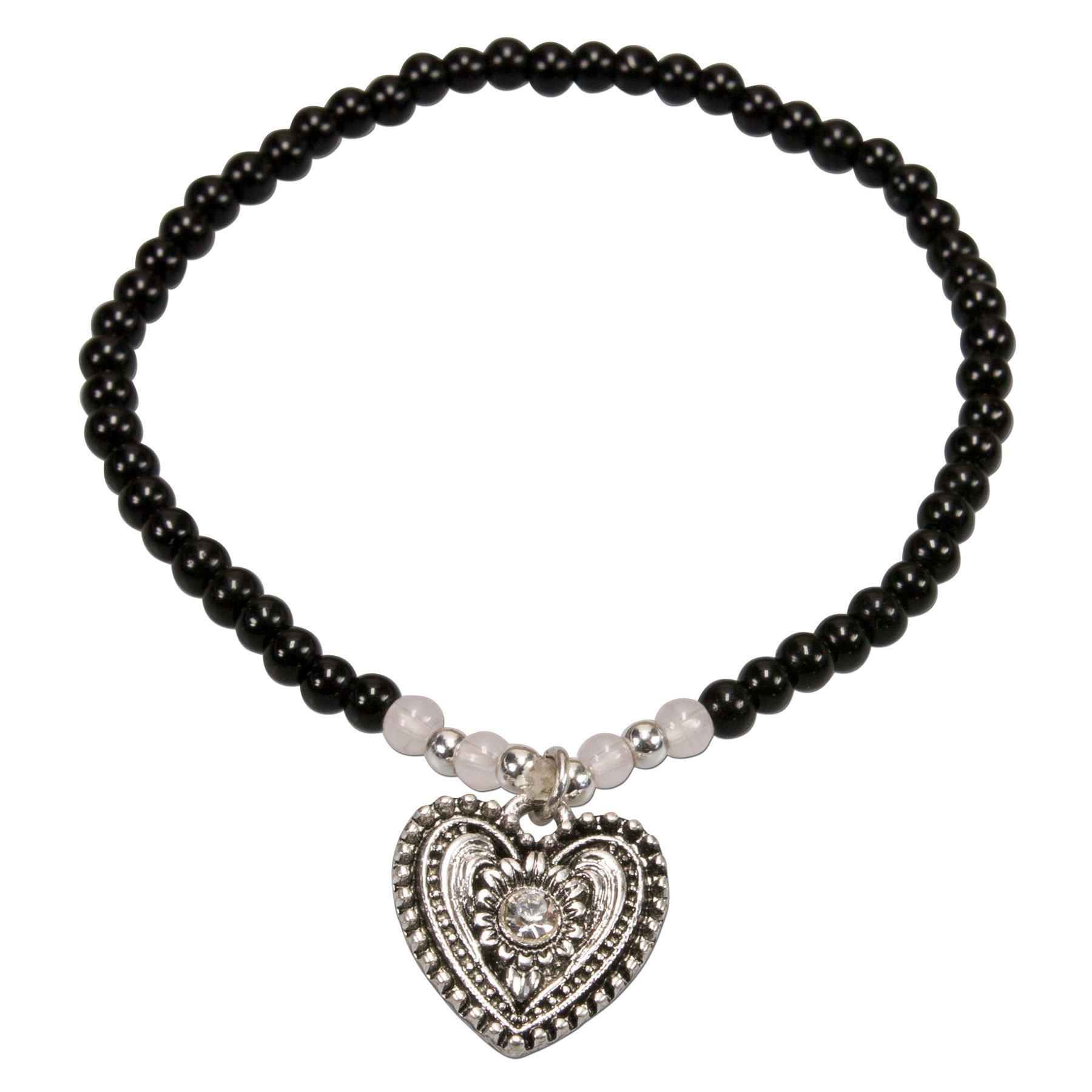 Alpenflüstern DAHEIM DAB055 Trachtenherz Armband schwarz-creme