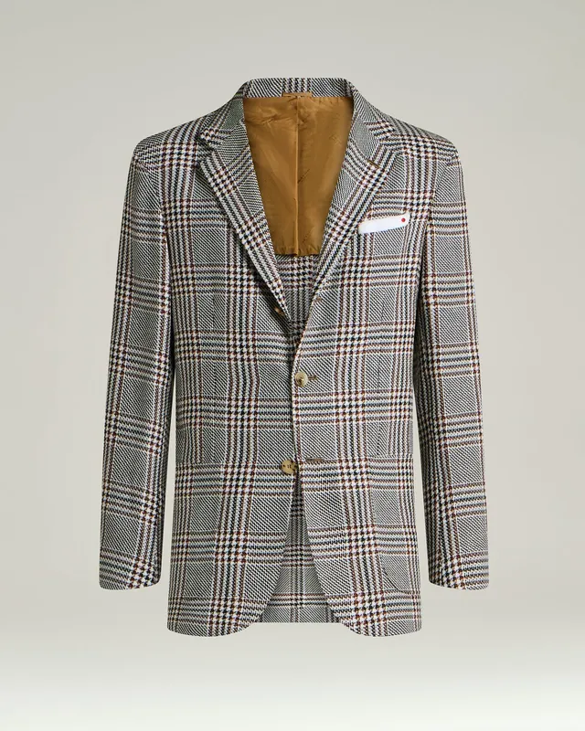 Kiton Jackets Cashmere Linen Sakko Kariert Gr 50