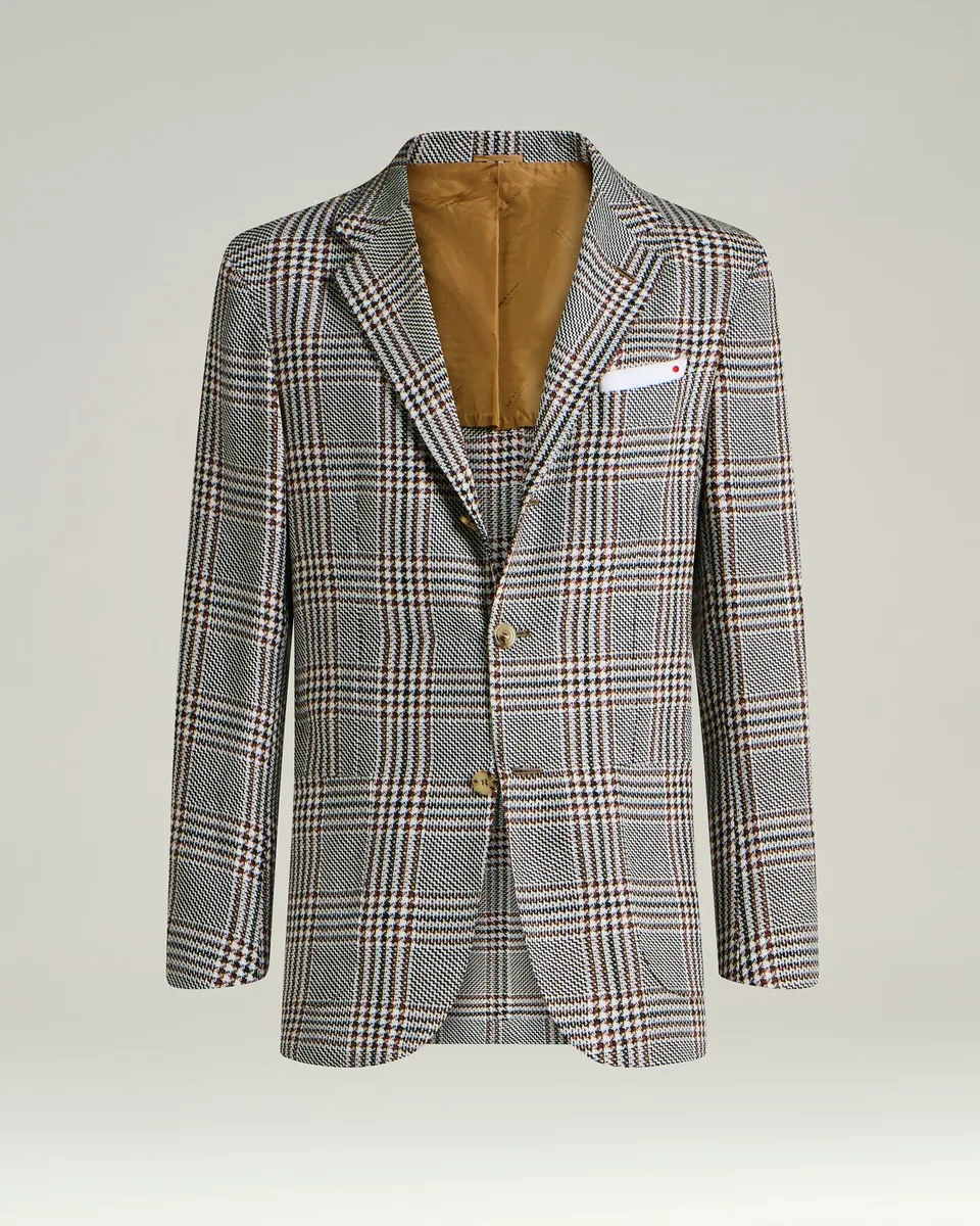 Kiton Jackets Cashmere Linen Sakko Kariert Gr 50