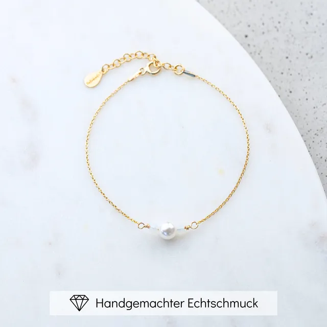 Perlenbräute Ari Brautarmband Perlen Gold 16-19 cm