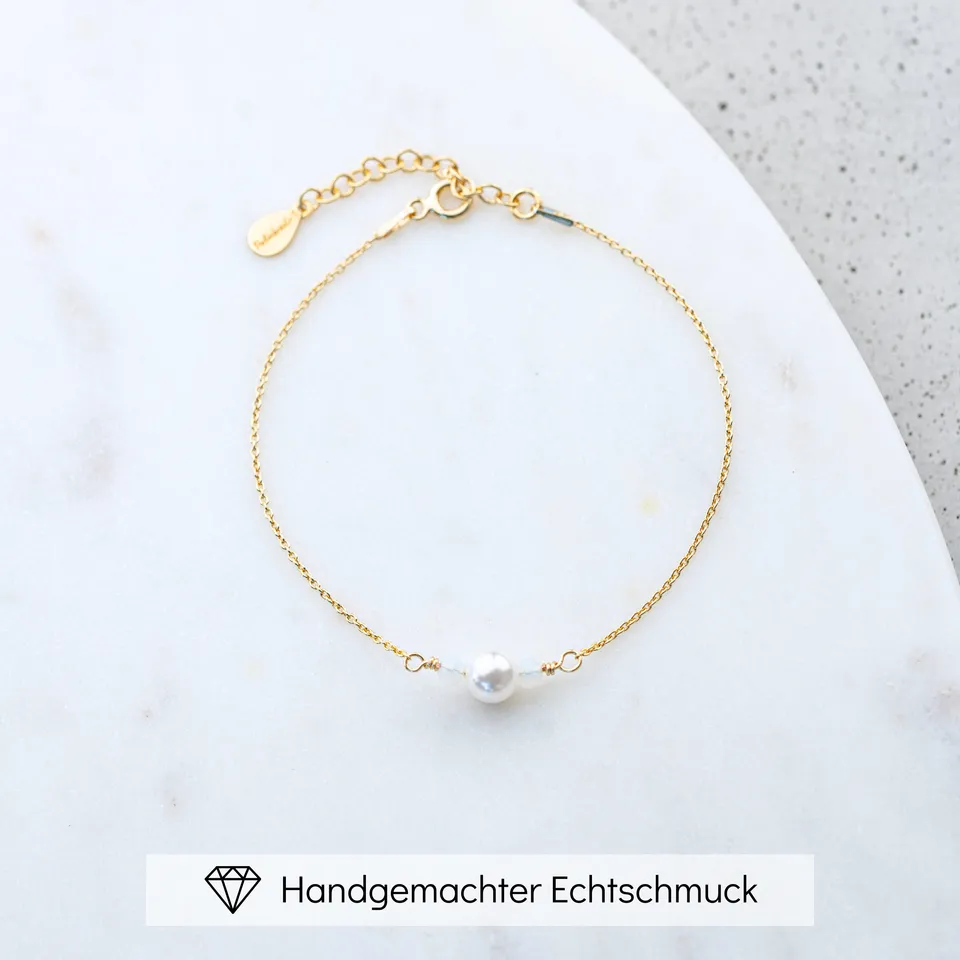 Perlenbräute Ari Brautarmband Perlen Gold 16-19 cm